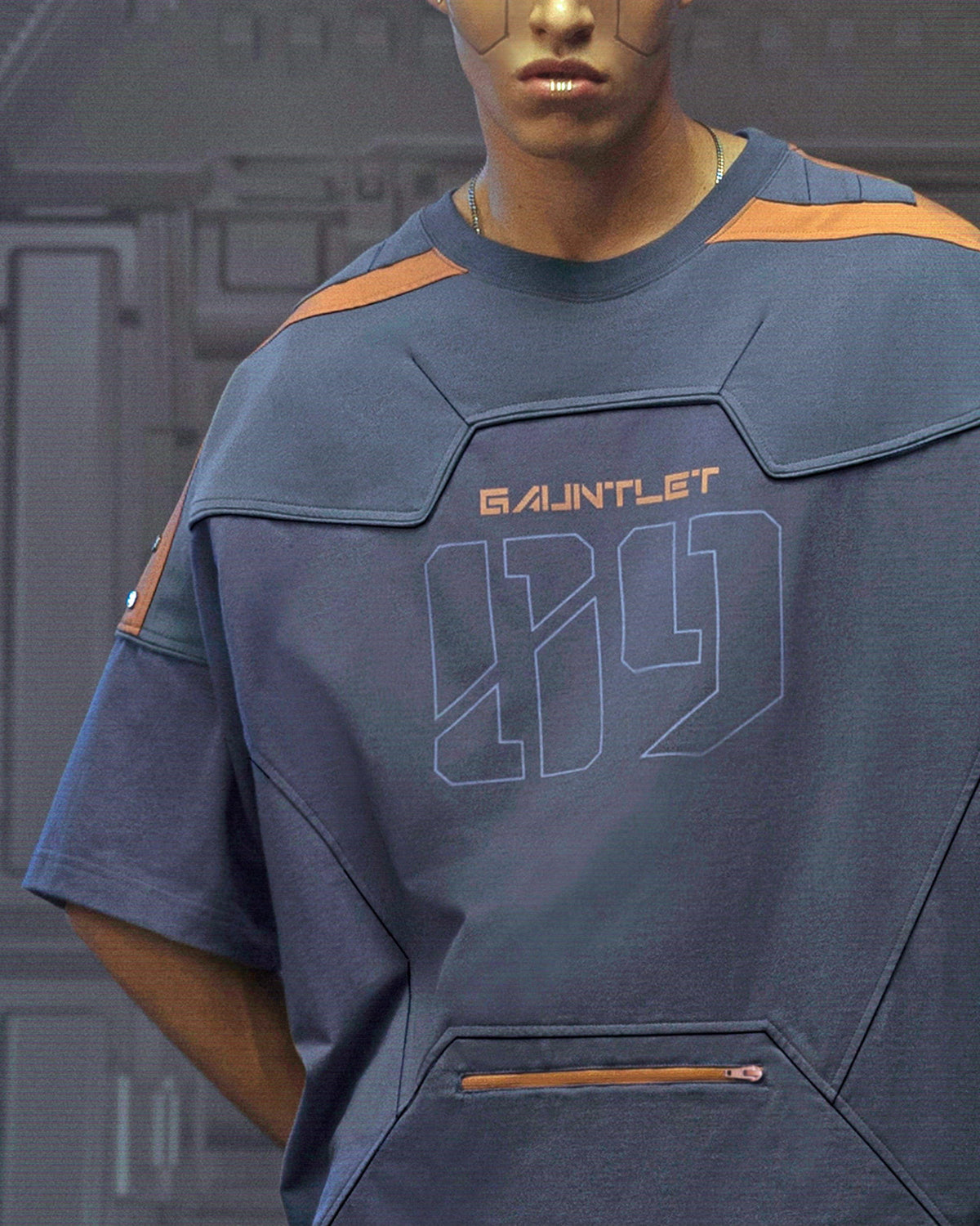 XIPHEVIL Modern Deconstructed Rivet Jersey Dark Orange – photo 8 of 18