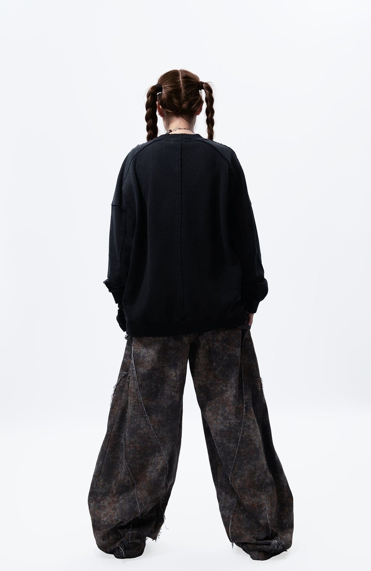 MOGONGSHE Distressed Detachable Drape Curved Panel Jeans – photo 8 of 25