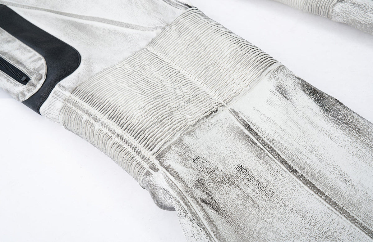 MOGONGSHE Distressed Techwear PU Moto Pants – photo 20 of 23