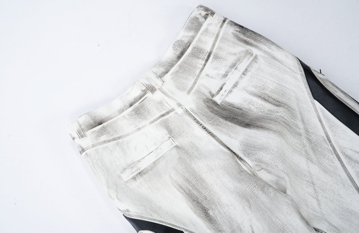 MOGONGSHE Distressed Techwear PU Moto Pants – photo 22 of 23