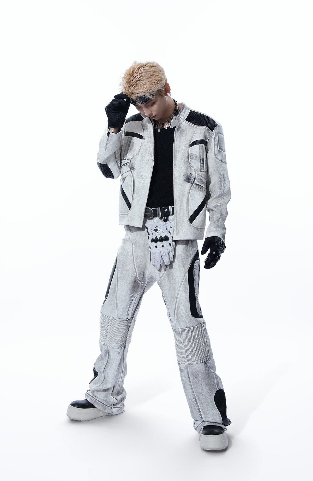 MOGONGSHE Distressed Techwear PU Moto Pants – photo 6 of 23