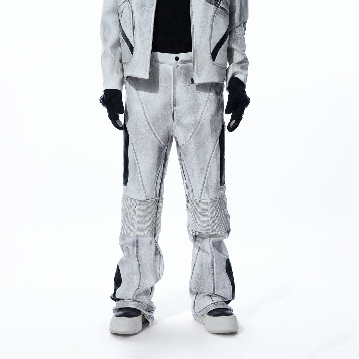 MOGONGSHE Distressed Techwear PU Moto Pants – photo 2 of 23