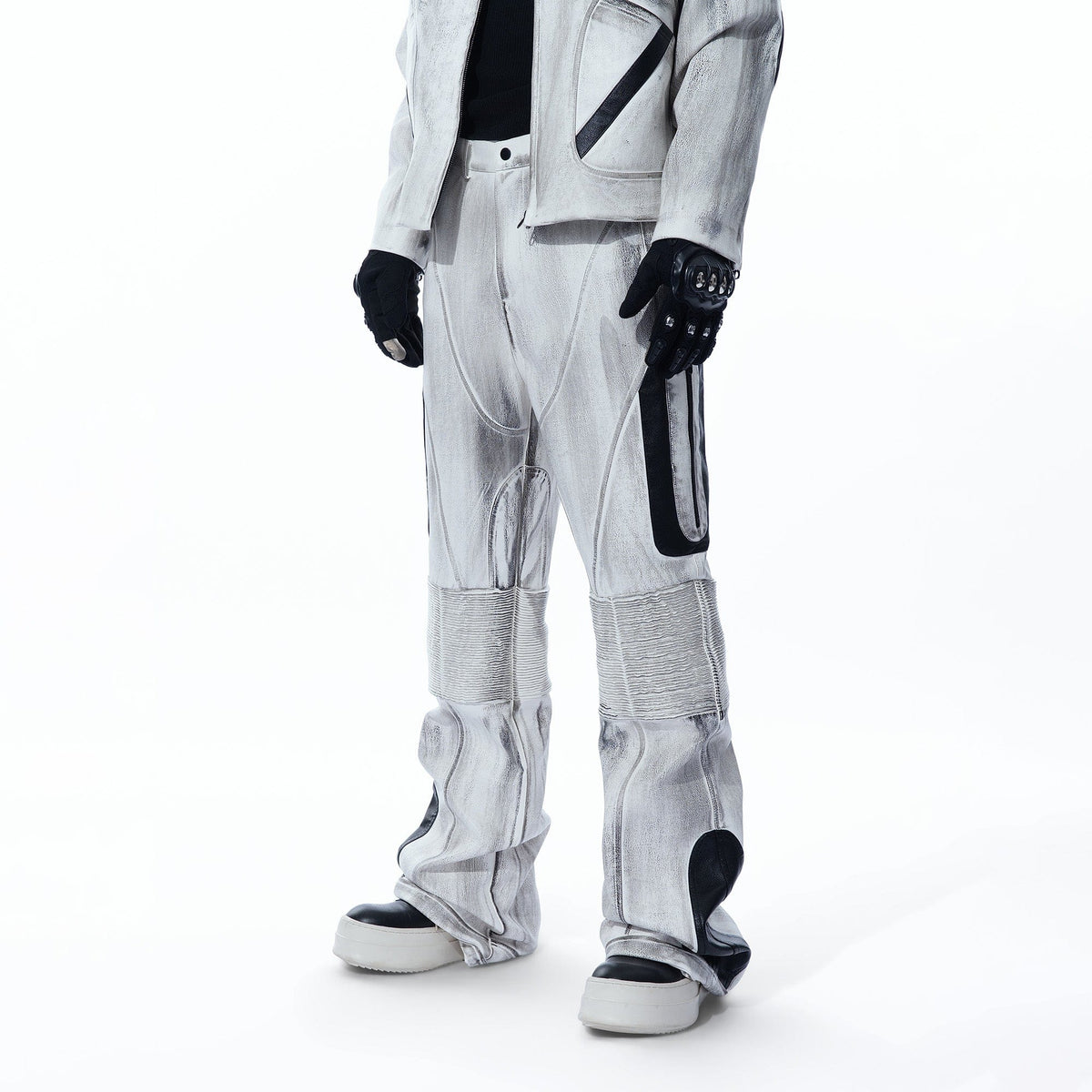 MOGONGSHE Distressed Techwear PU Moto Pants – photo 4 of 23
