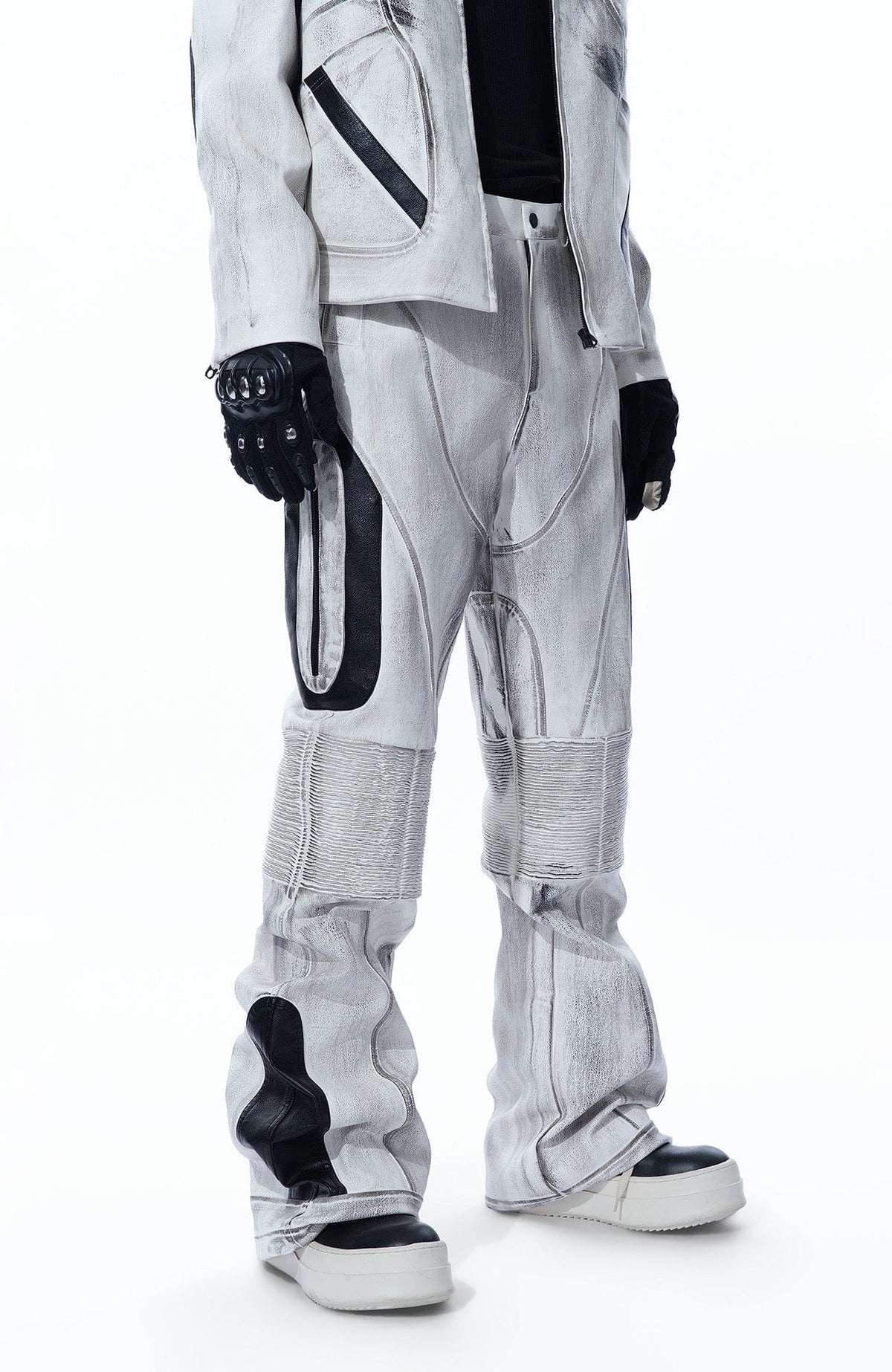 MOGONGSHE Distressed Techwear PU Moto Pants – photo 15 of 23