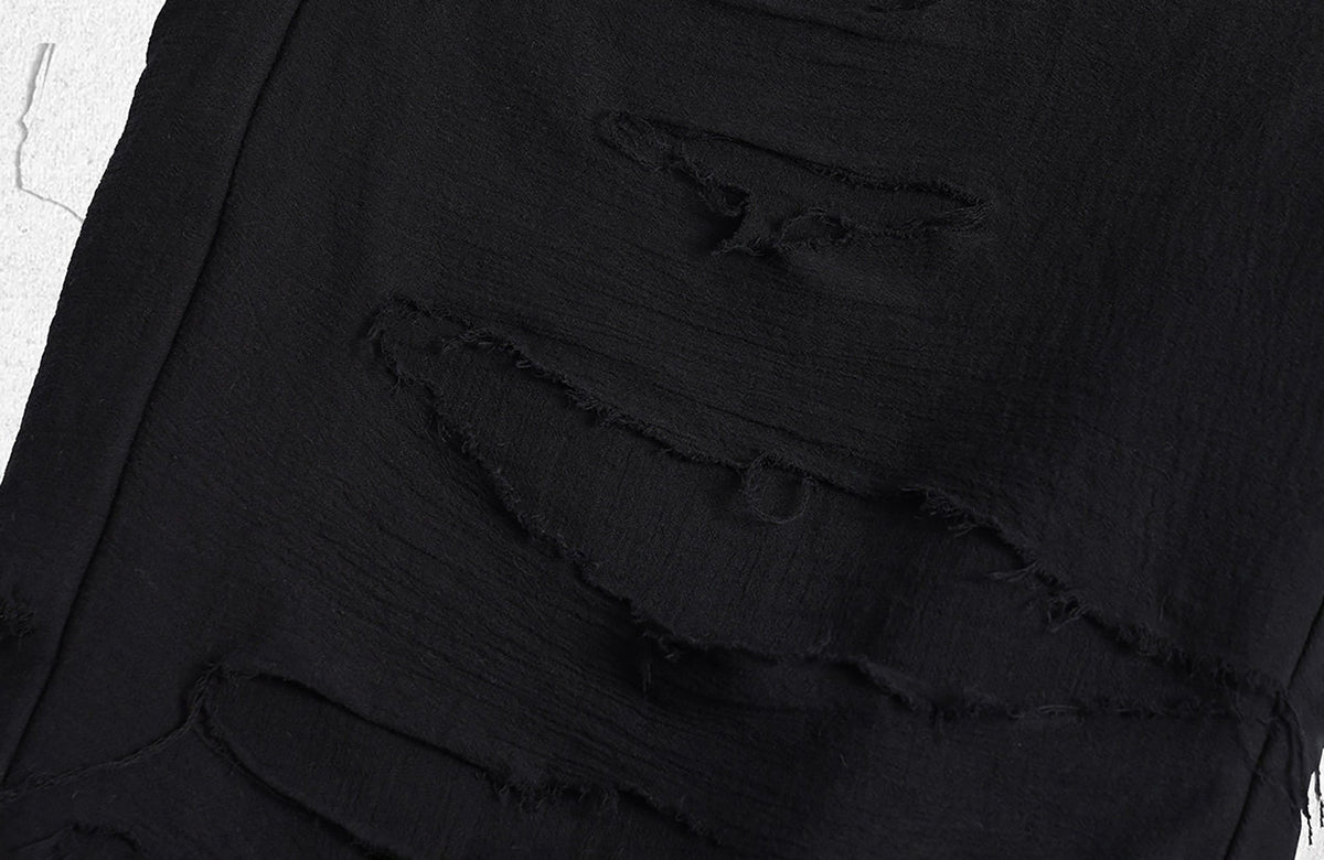 UNDERWATER Distressed Raw Edge Denim Shorts – photo 9 of 10