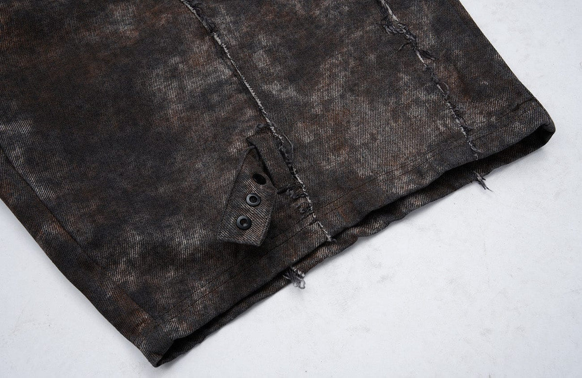 MOGONGSHE Distressed Detachable Drape Curved Panel Jeans – photo 21 of 25