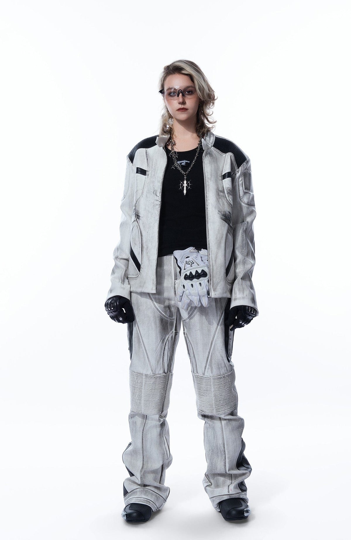 MOGONGSHE Distressed Techwear PU Moto Pants – photo 9 of 23
