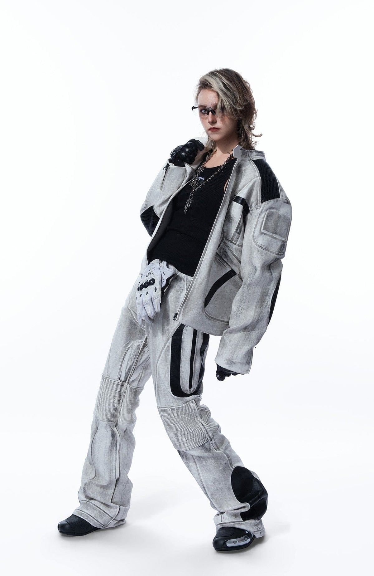 MOGONGSHE Distressed Techwear PU Moto Pants – photo 12 of 23