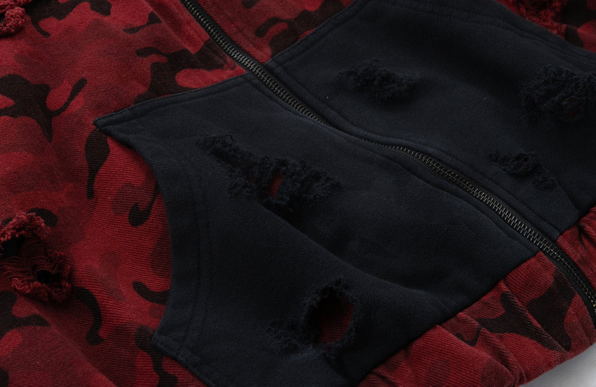 MOGONGSHE Camo Frayed LOGO Patch Hooded Jacket – photo 19 of 22