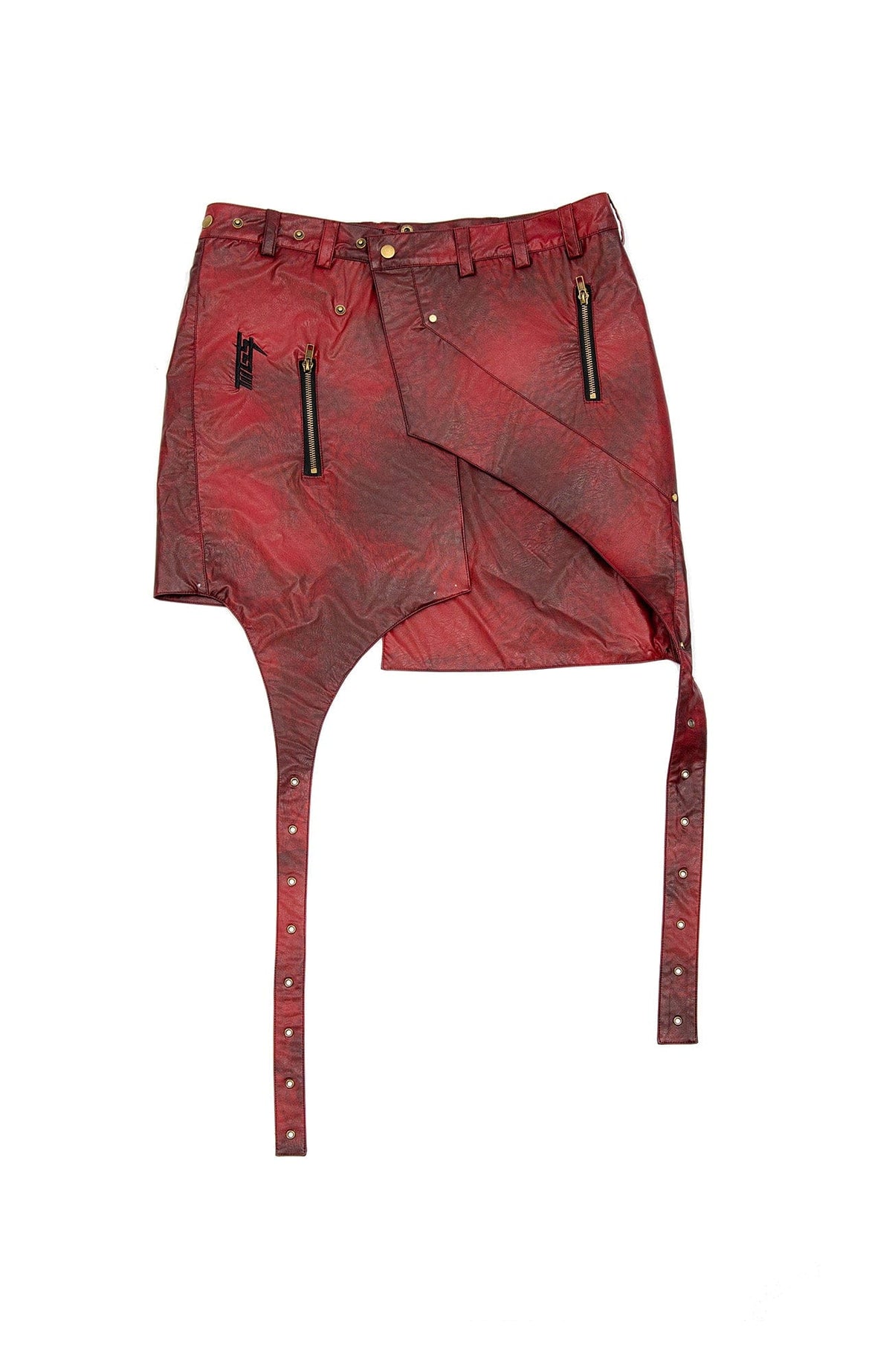 MOGONGSHE Detachable PU Drape Frayed Cross Jeans – photo 42 of 42