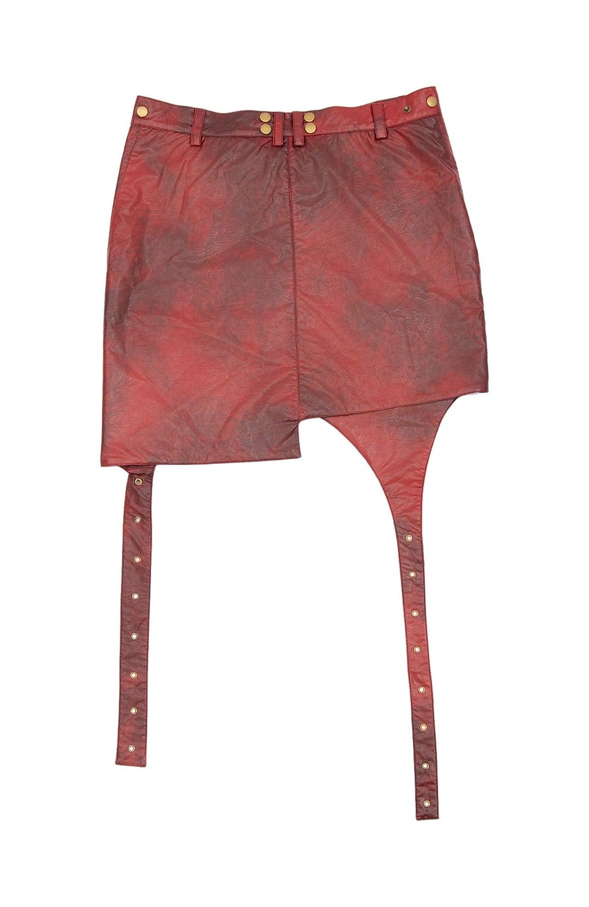 MOGONGSHE Detachable PU Drape Frayed Cross Jeans – photo 41 of 42