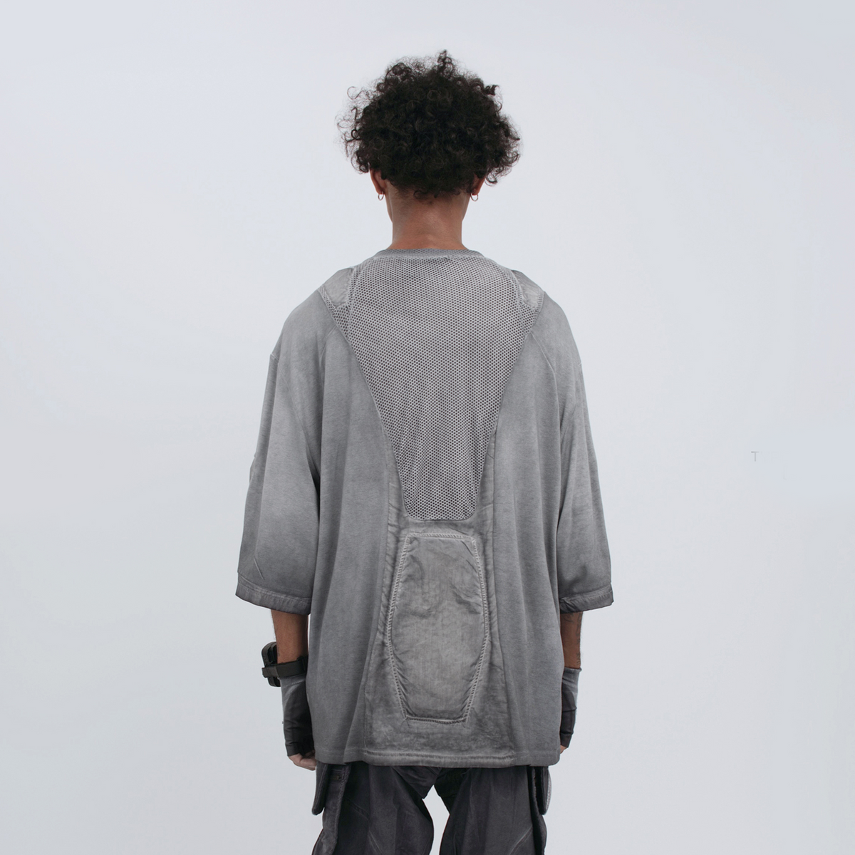 STEAM Distressed Mesh-Spliced Oversized Tactical T-Shirt – photo 6 of 25