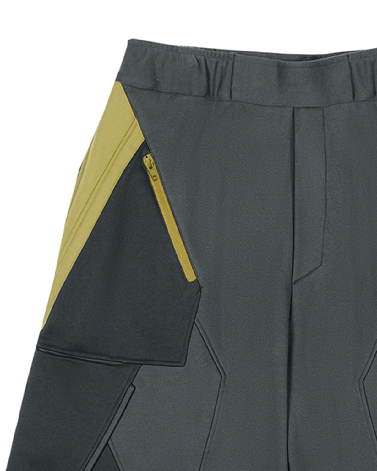 XIPHEVIL Deconstructed Zipper Rivet Shorts Yellow – photo 11 of 12