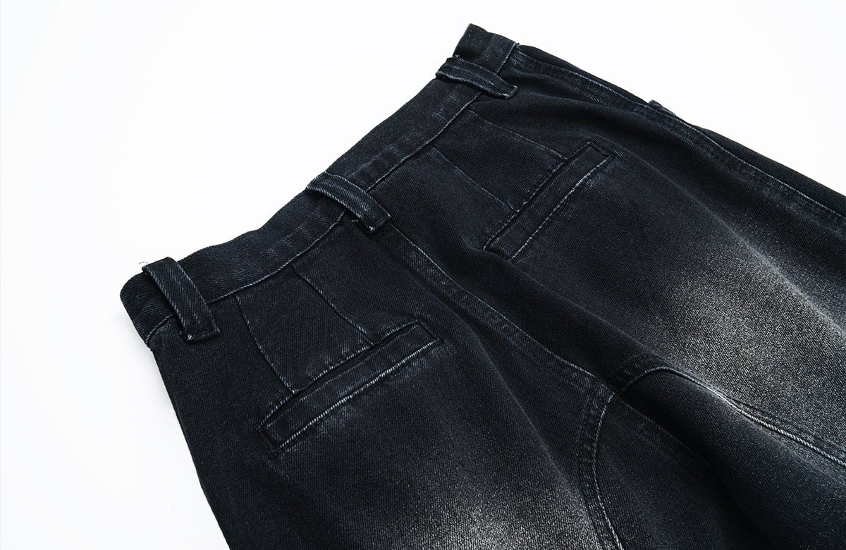 MOGONGSHE Detachable Drape-Strap Washed Jeans – photo 37 of 39