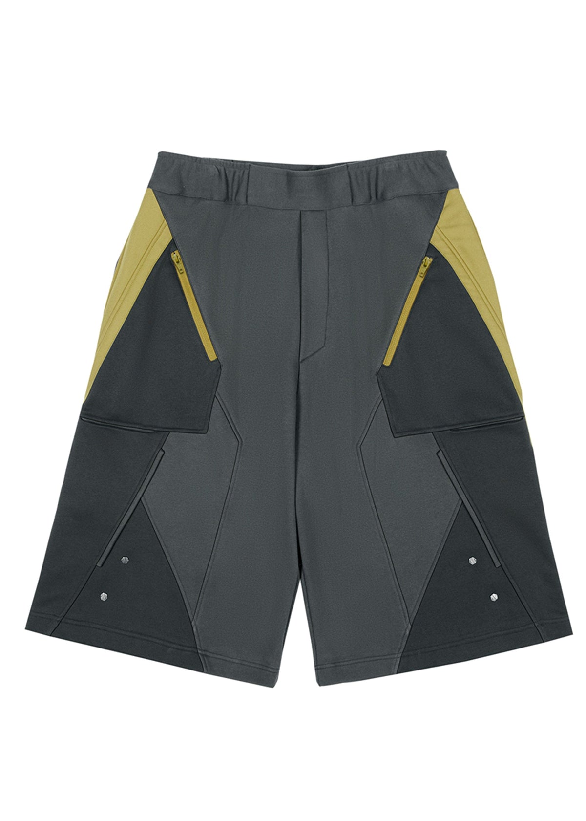 XIPHEVIL Deconstructed Zipper Rivet Shorts Yellow – photo 12 of 12