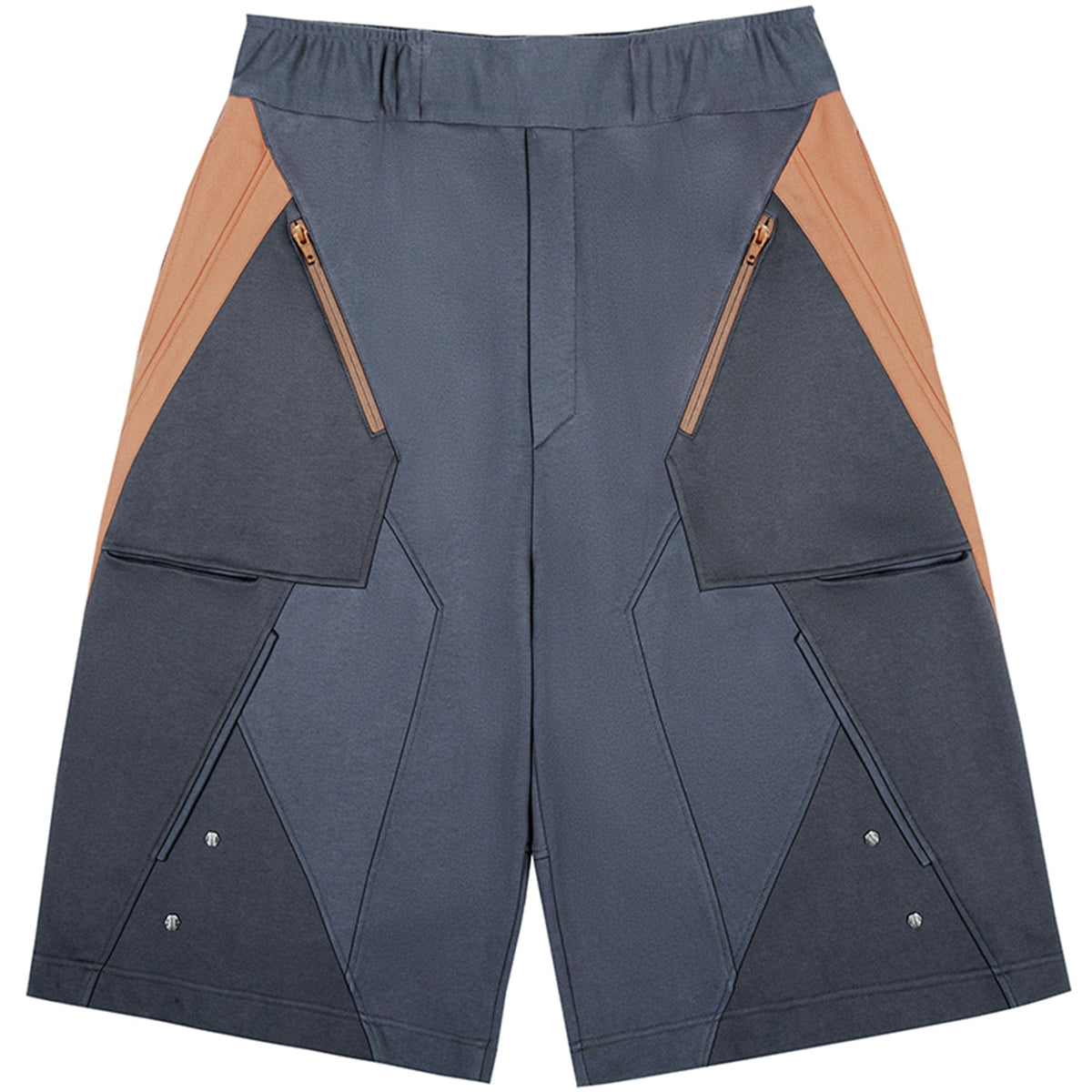 XIPHEVIL Deconstructed Zipper Rivet Shorts Orange – photo 13 of 13