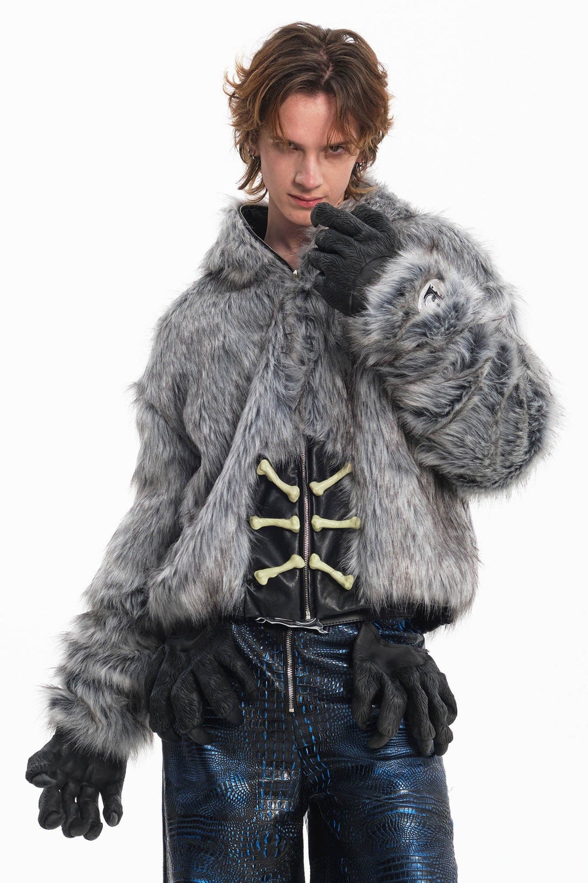 EMBRYO Detachable Beast Claw Faux Fur Hooded Jacket – photo 8 of 17