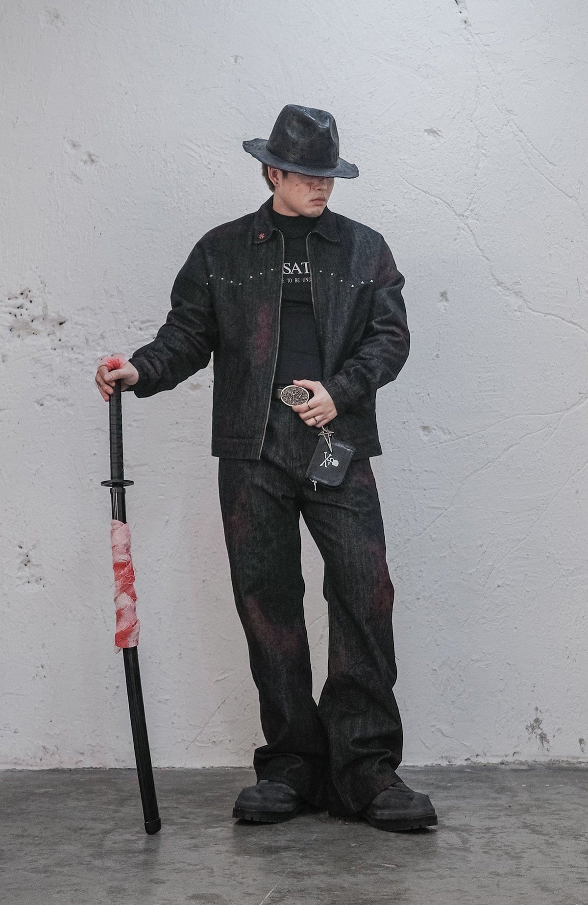 UNDERWATER Bloodstained Raw Flared Denim Pants – photo 5 of 14