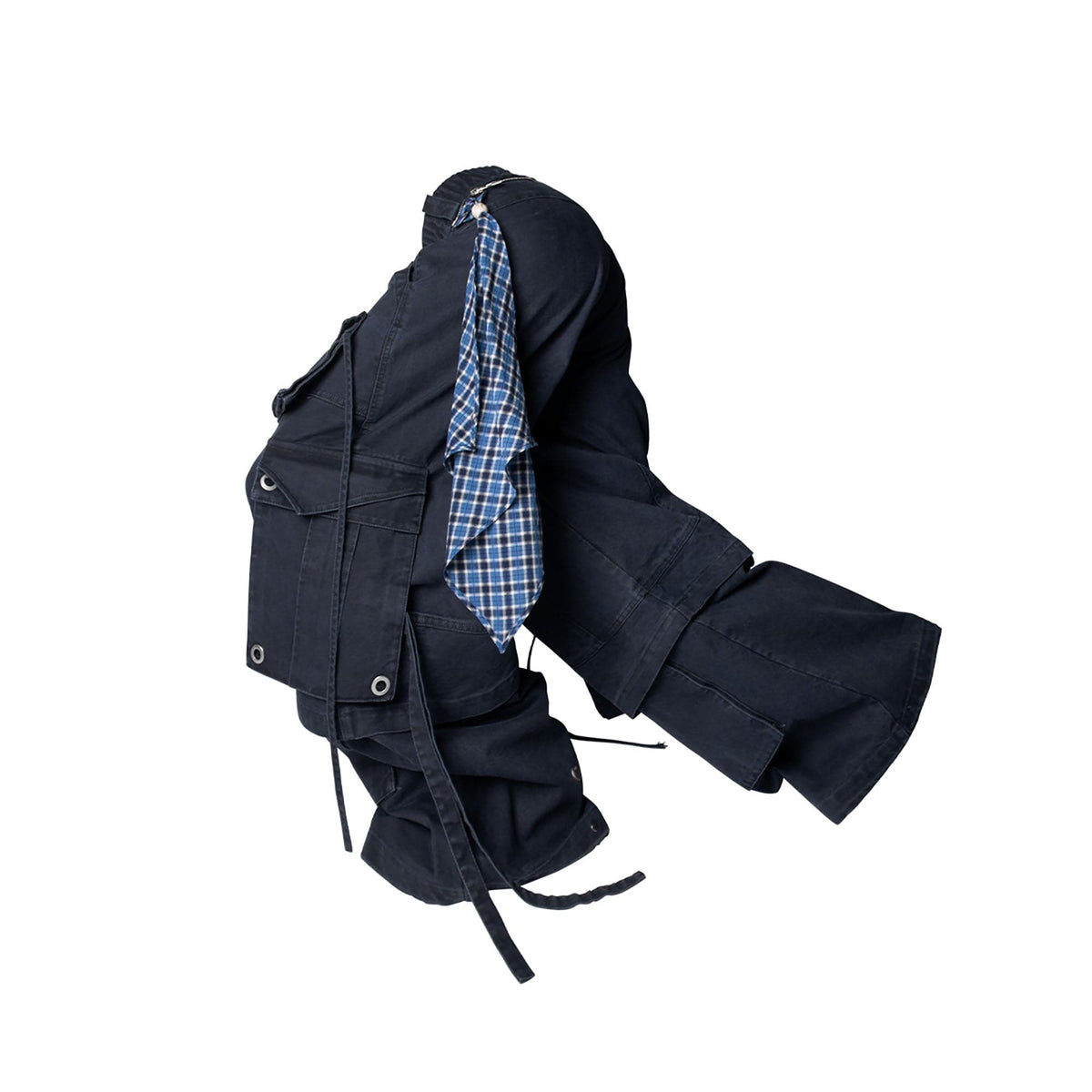 RELABEL Multi-Pocket Detachable Scarf Distressed Cargo Dark Blue – photo 3 of 6