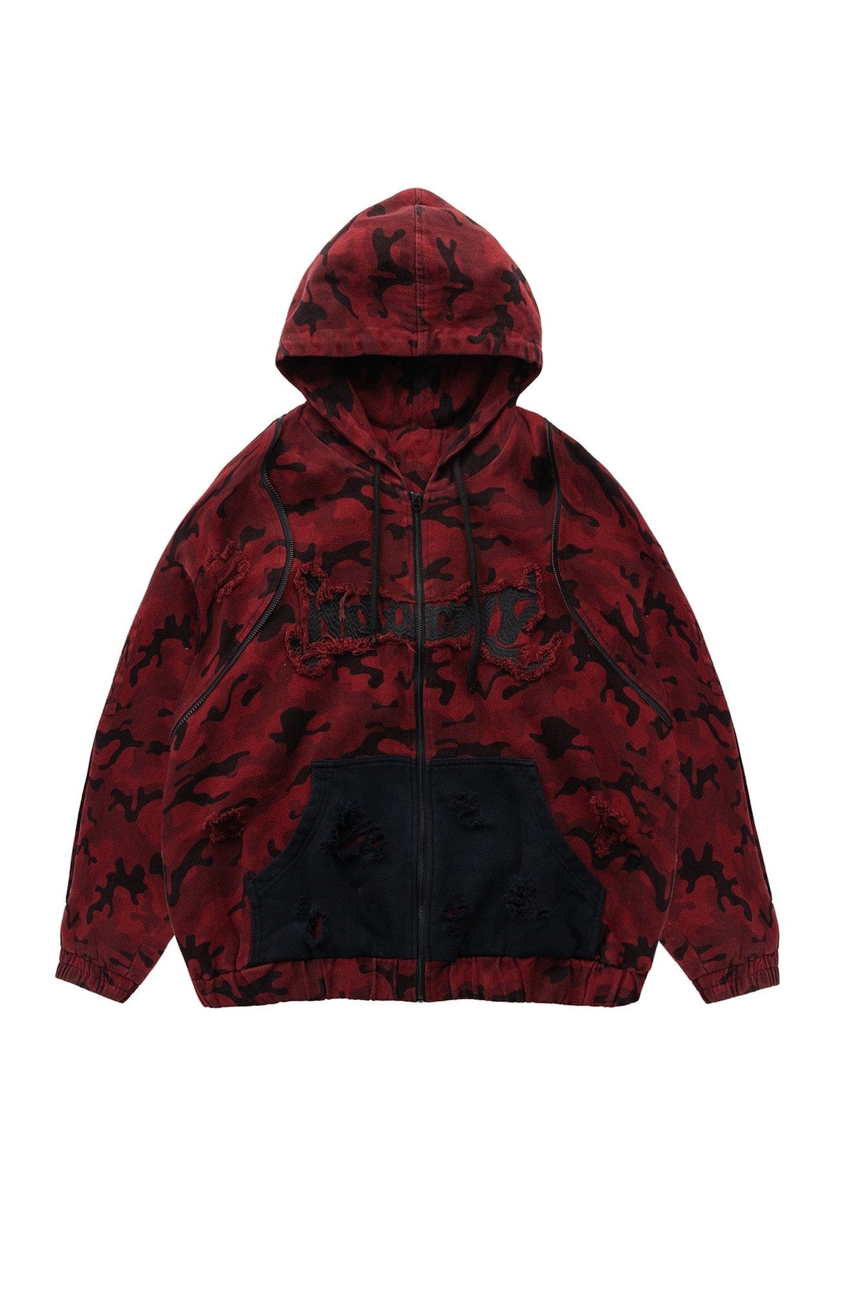 MOGONGSHE Camo Frayed LOGO Patch Hooded Jacket – photo 14 of 22