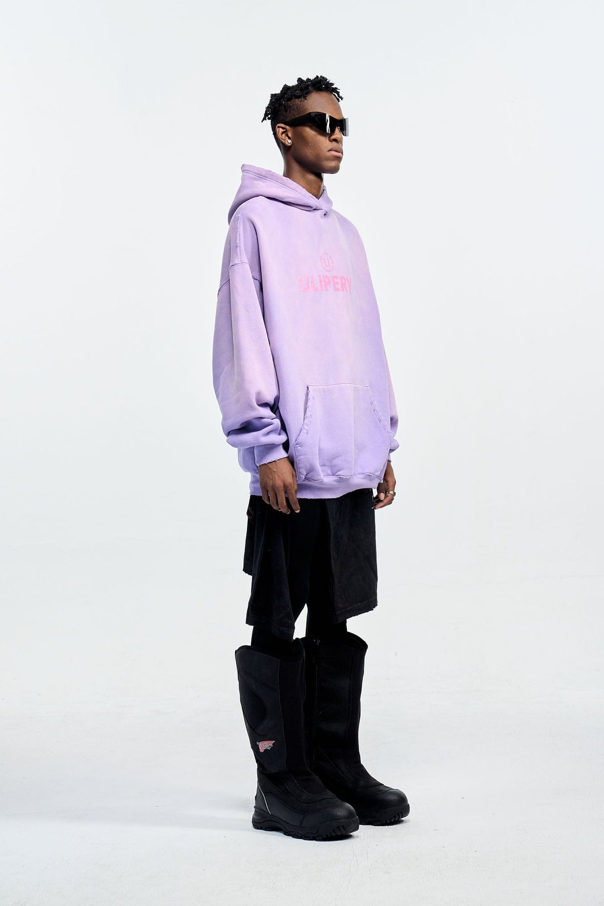 ULIPERY Distressed Gradient Oversized Hoodie Purple – photo 4 of 20
