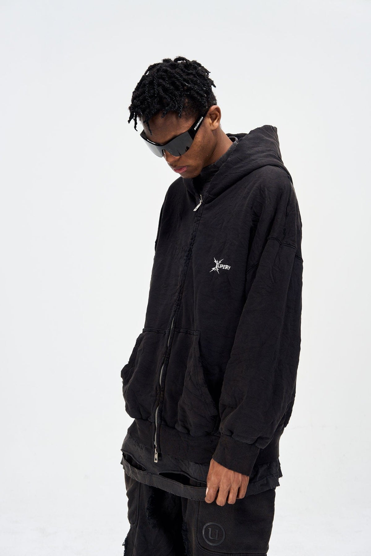 ULIPERY Distressed Crinkled Hooded Jacket – photo 4 of 17