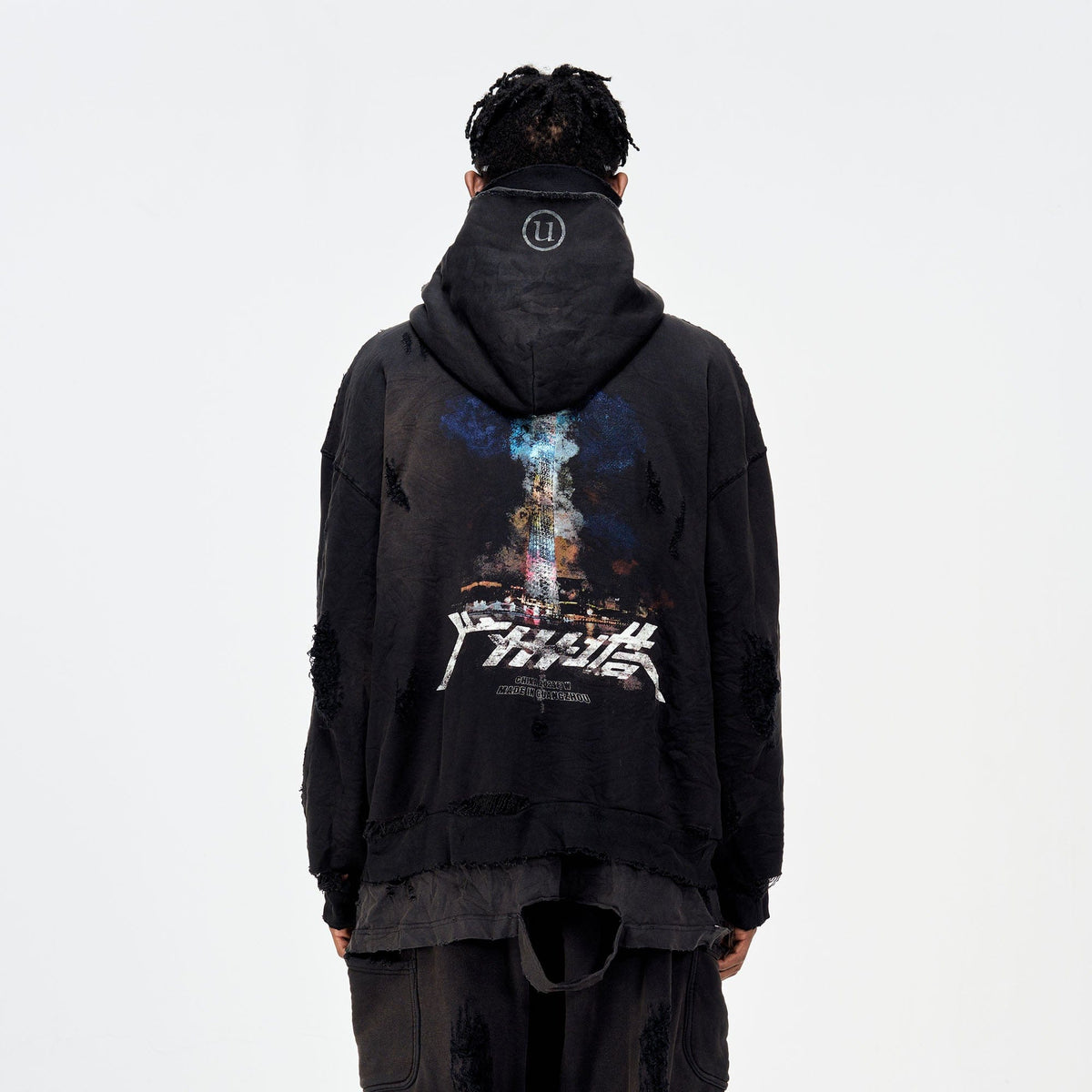 ULIPERY Distressed Glow Face-Cover Hooded Jacket – photo 3 of 24