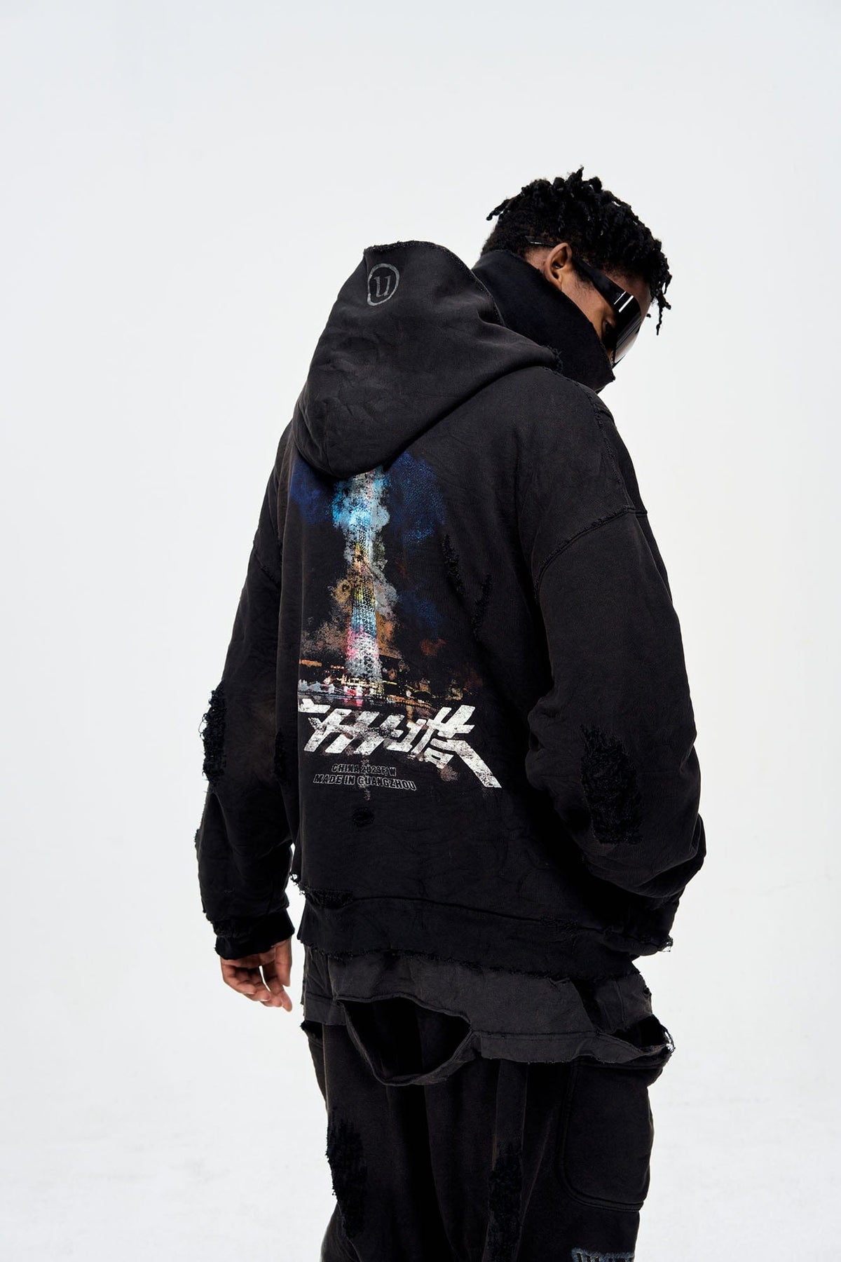 ULIPERY Distressed Glow Face-Cover Hooded Jacket – photo 9 of 24