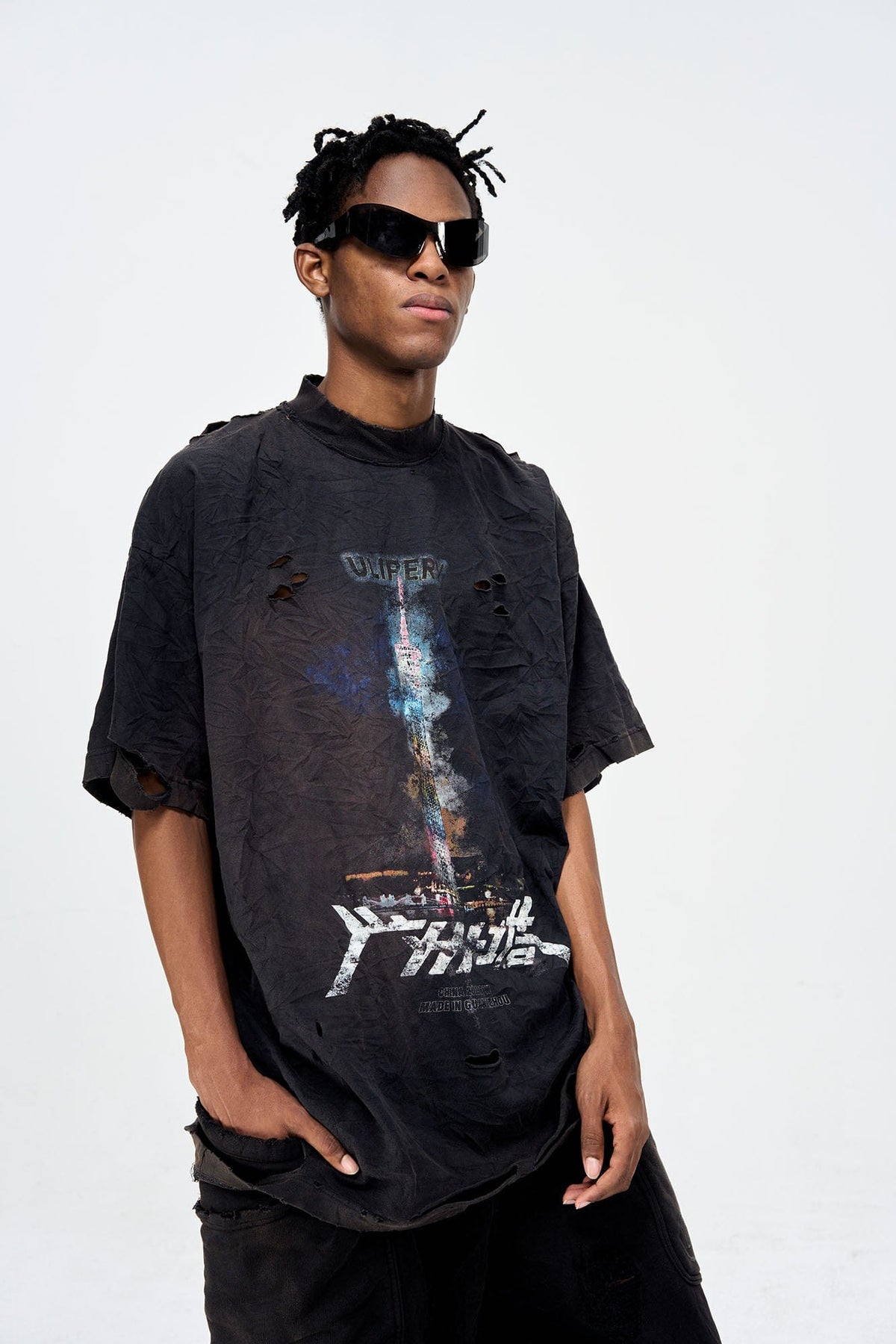 ULIPERY Distressed Glow Crinkled T-Shirt – photo 6 of 21