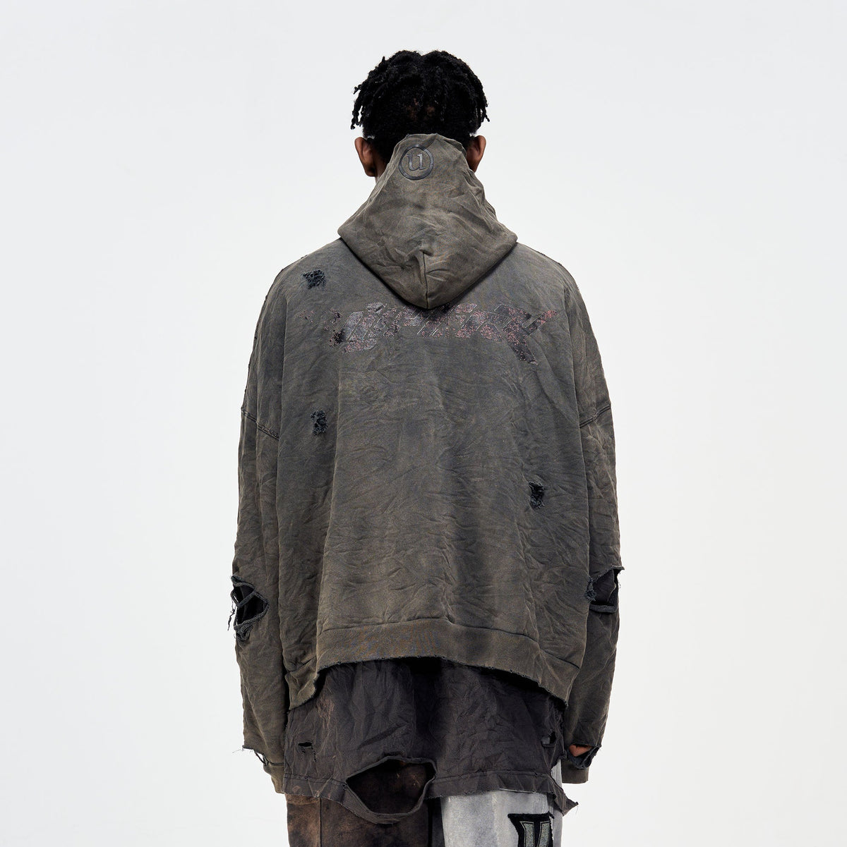 ULIPERY Dirty Fit Distressed Crinkled Hoodie Black – photo 3 of 17