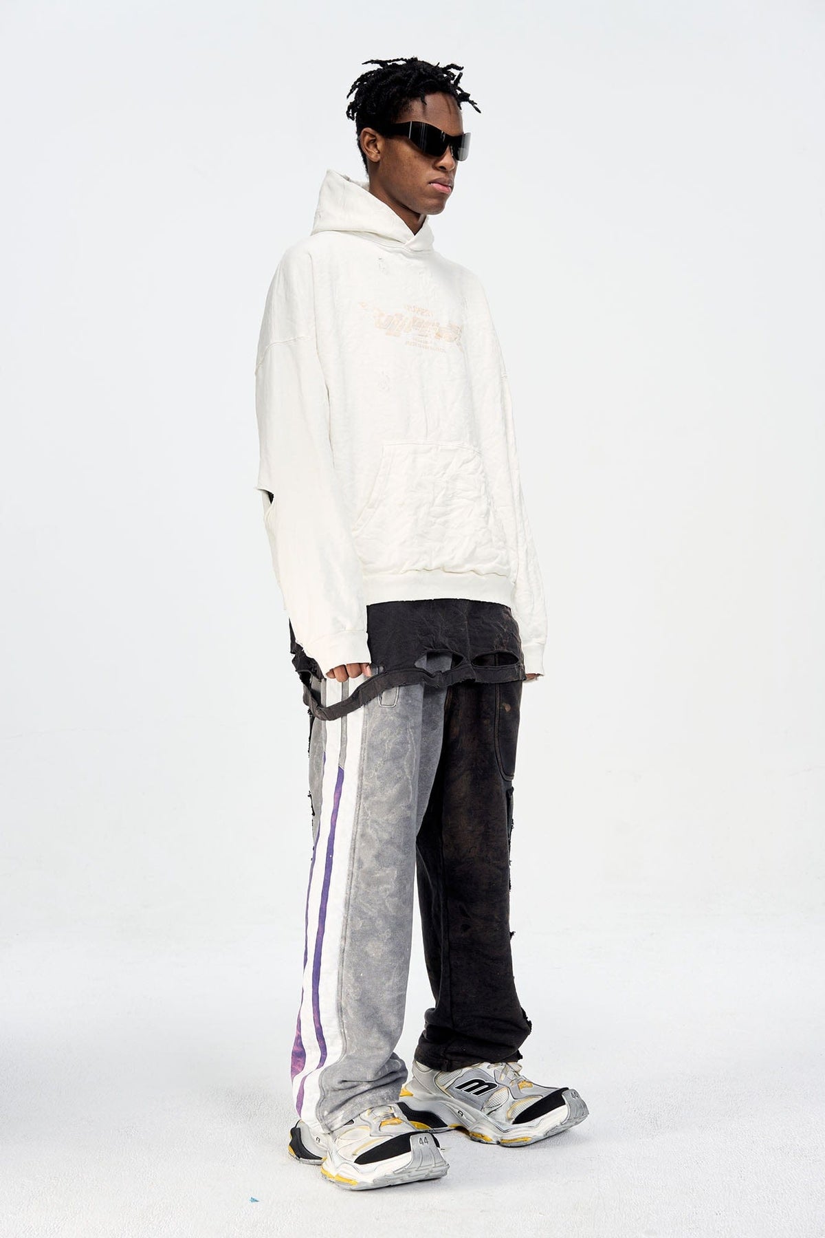 ULIPERY Dirty Fit Distressed Crinkled Hoodie White – photo 5 of 18