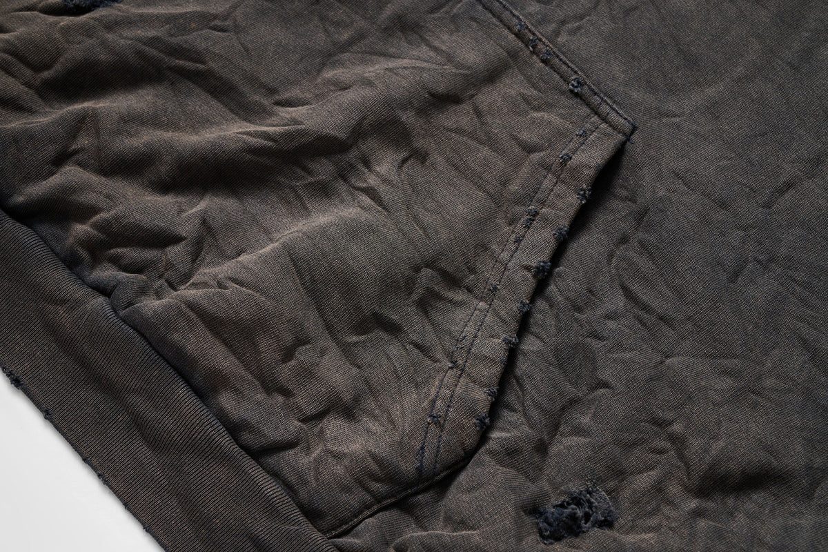 ULIPERY Dirty Fit Distressed Crinkled Hoodie Black – photo 12 of 17