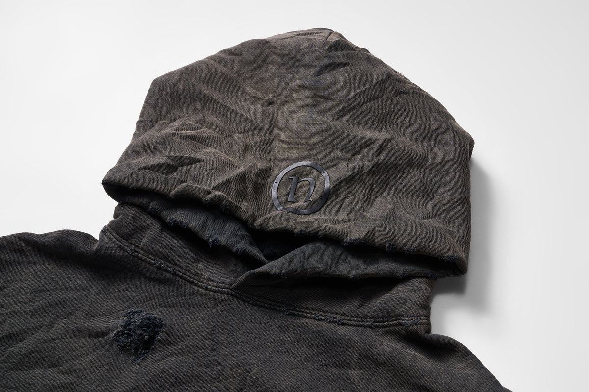 ULIPERY Dirty Fit Distressed Crinkled Hoodie Black – photo 15 of 17