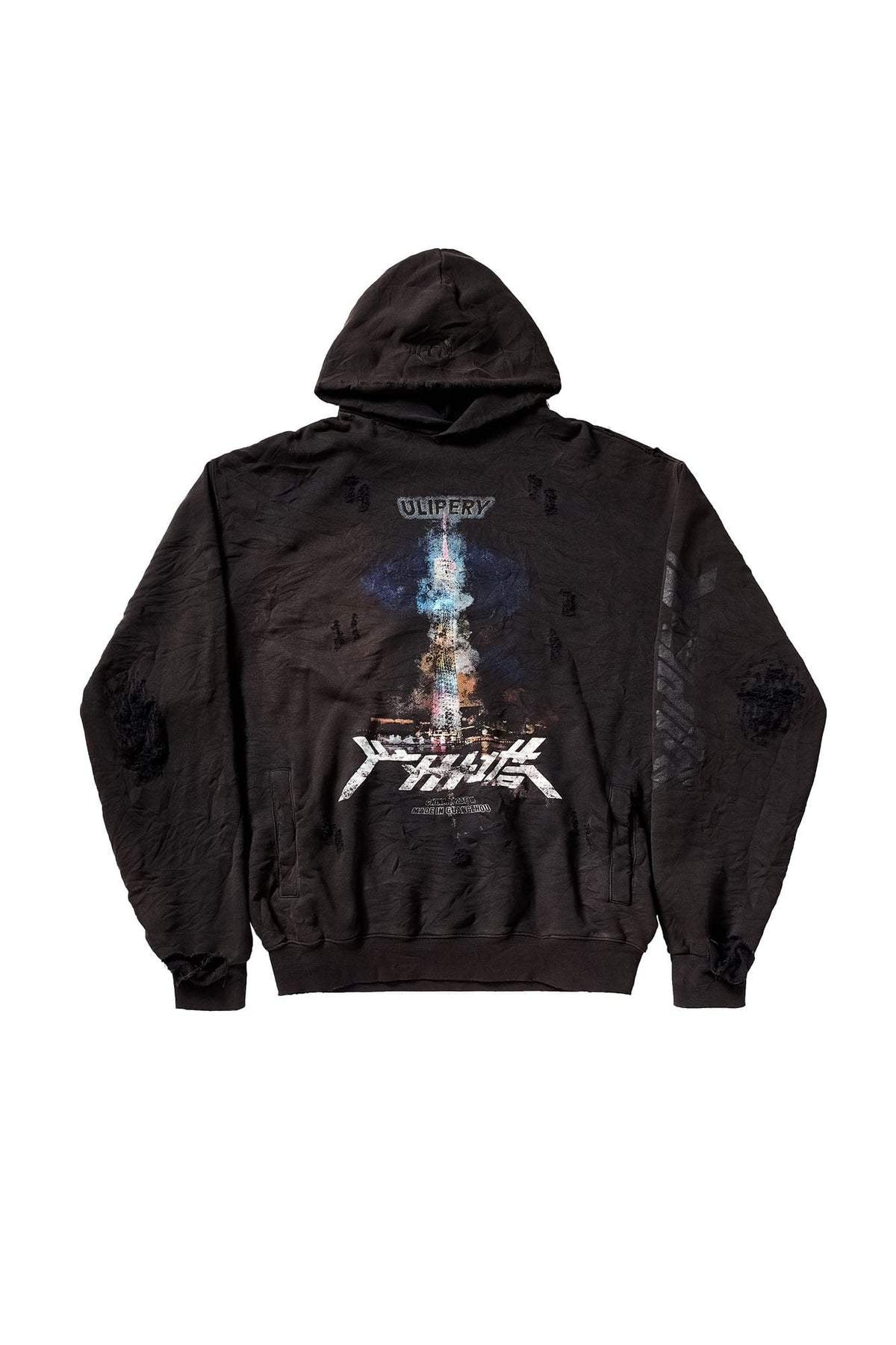 ULIPERY Distressed Glow Crinkled Hoodie – photo 9 of 20