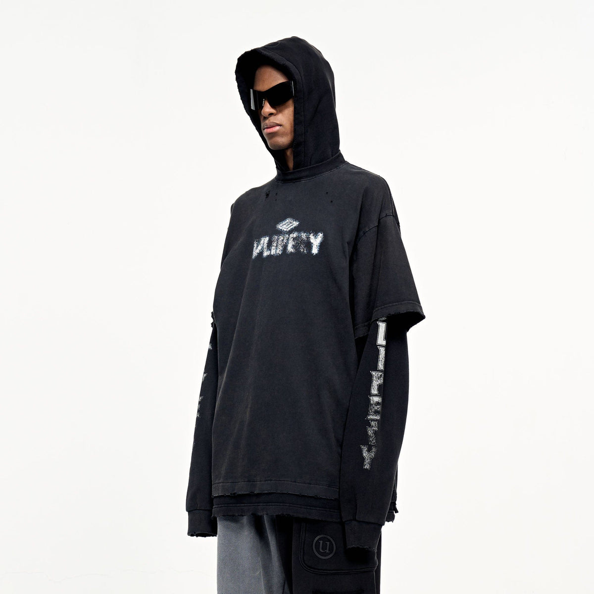 ULIPERY Distressed Faux Layered Hoodie – photo 3 of 12