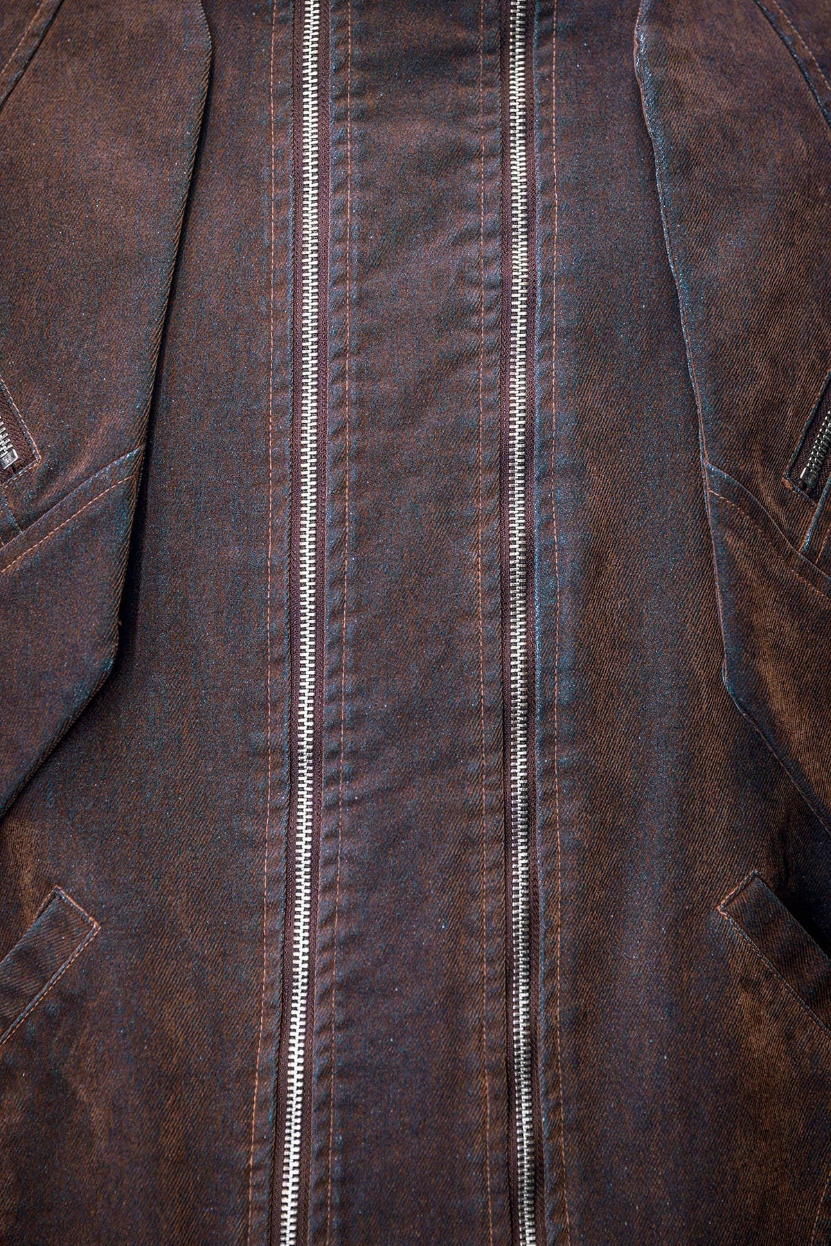 XIPHEVIL Mech Deconstructed Washed Denim Jacket Brown – photo 8 of 15