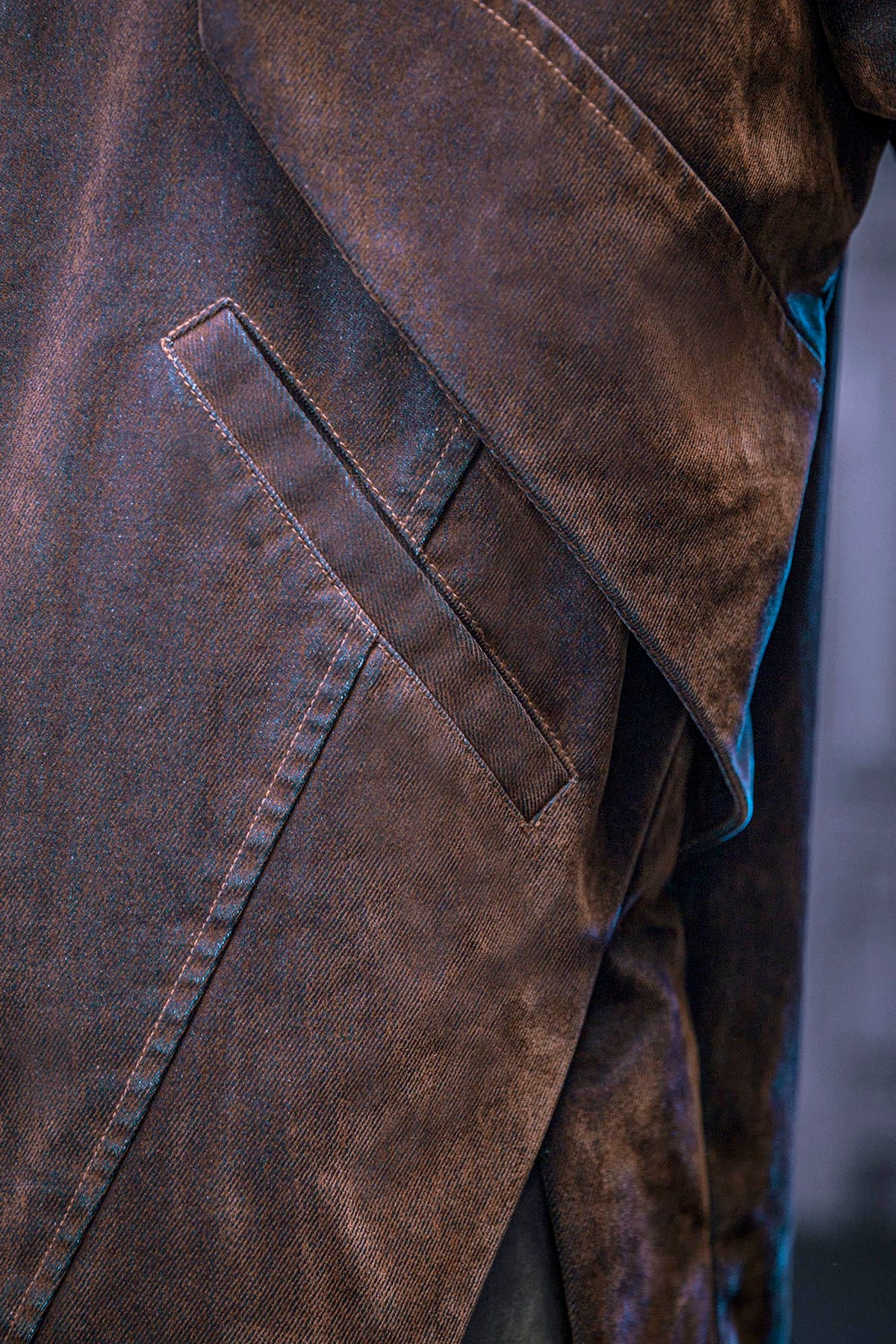 XIPHEVIL Mech Deconstructed Washed Denim Jacket Brown – photo 10 of 15