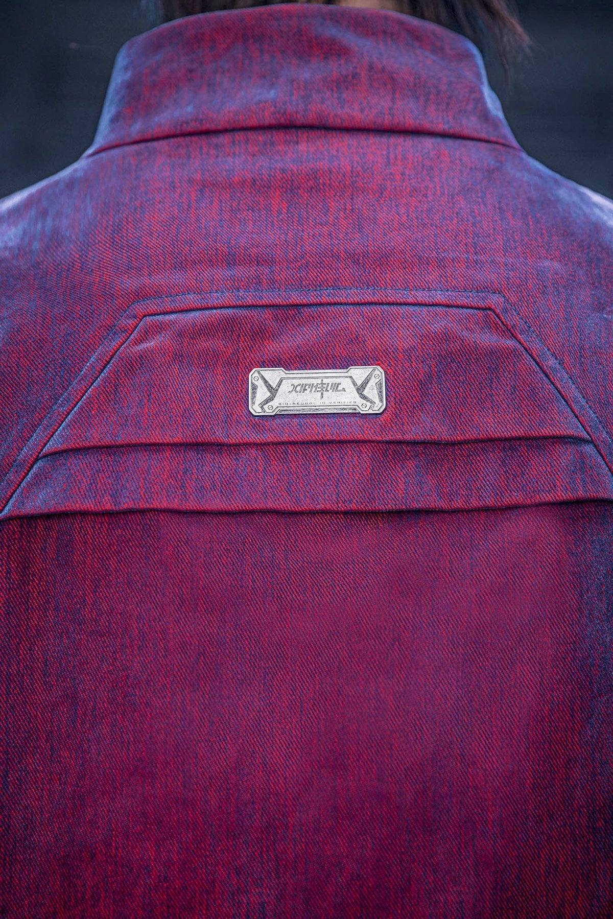 XIPHEVIL Mech Deconstructed Washed Denim Jacket Red – photo 6 of 13