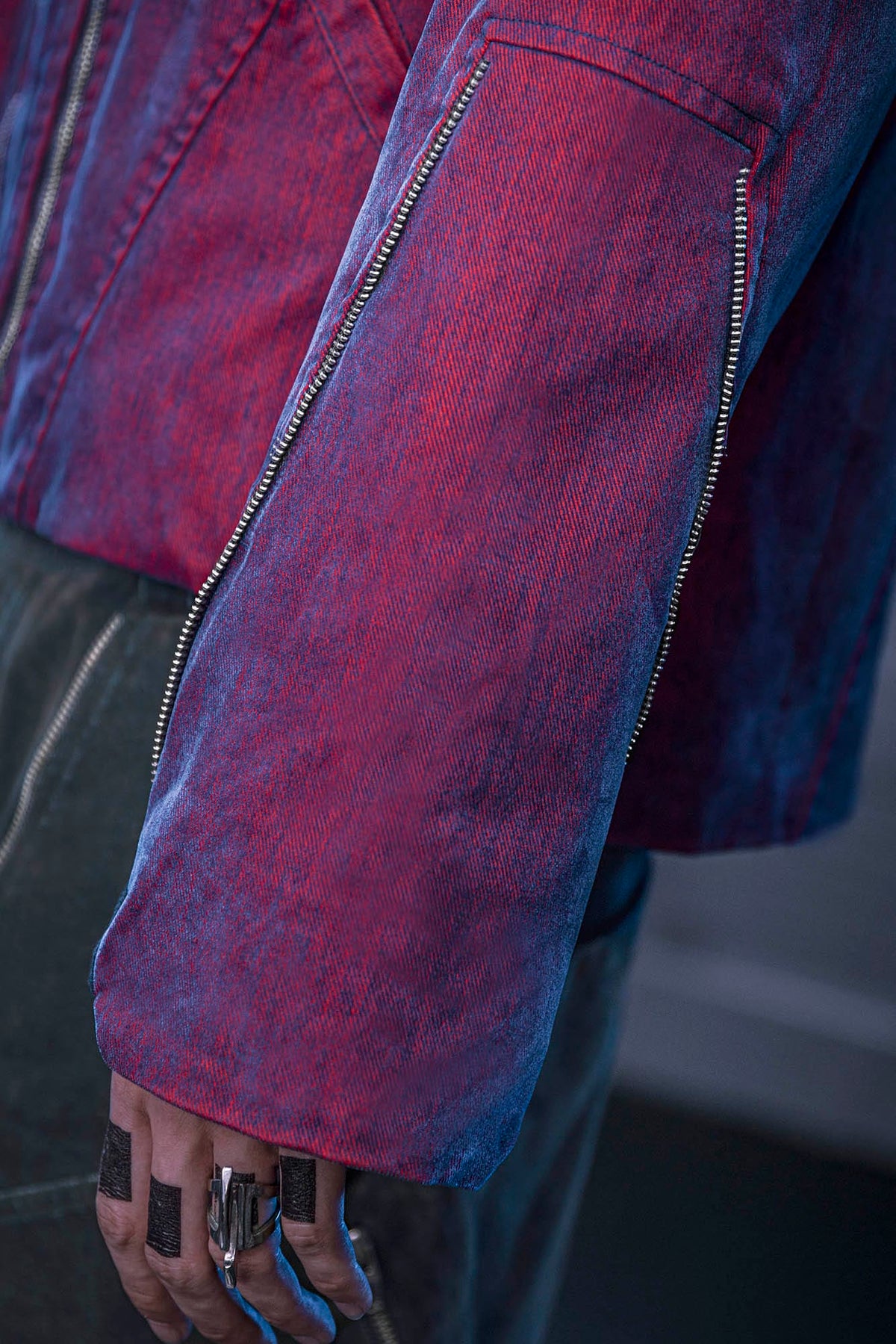 XIPHEVIL Mech Deconstructed Washed Denim Jacket Red – photo 13 of 13