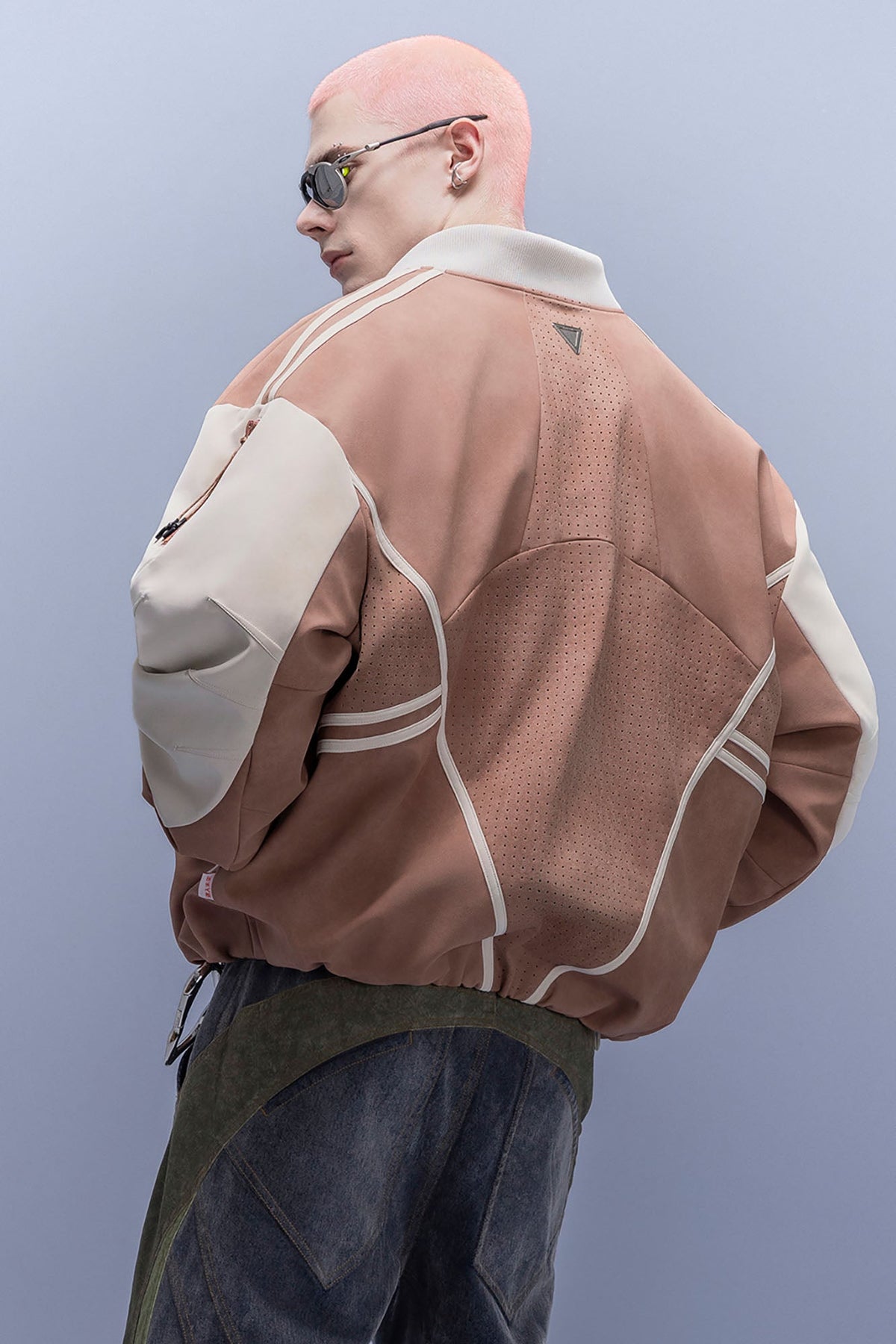 XIPHEVIL Faux Suede Embroidered LOGO Bomber Brown – photo 10 of 12