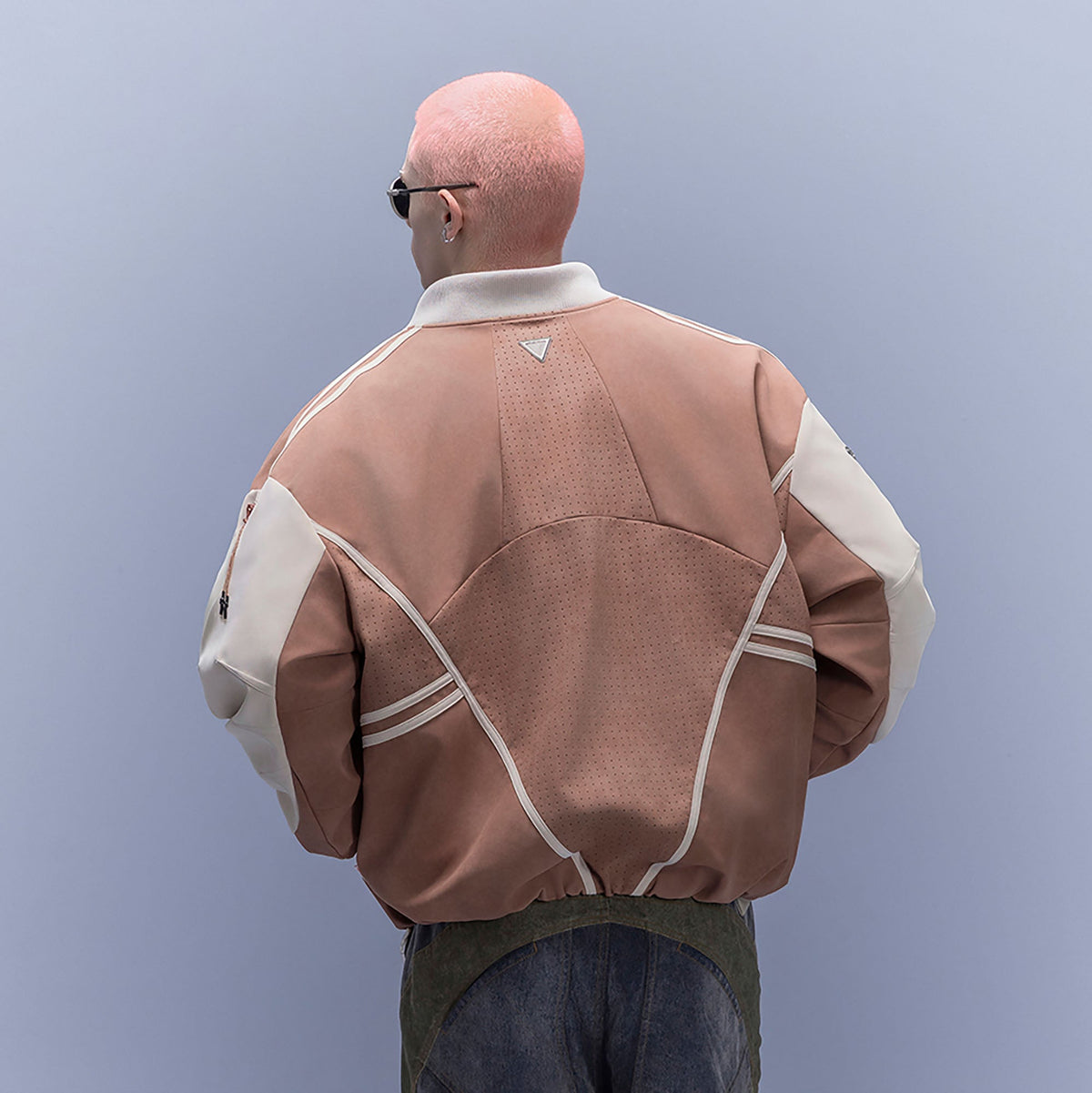 XIPHEVIL Faux Suede Embroidered LOGO Bomber Brown – photo 2 of 12