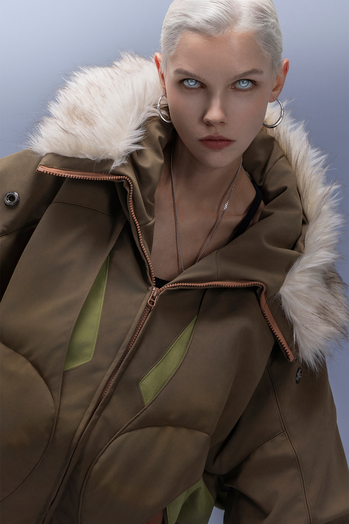 XIPHEVIL Faux Fur Trim Panel Puffer Jacket – photo 14 of 16
