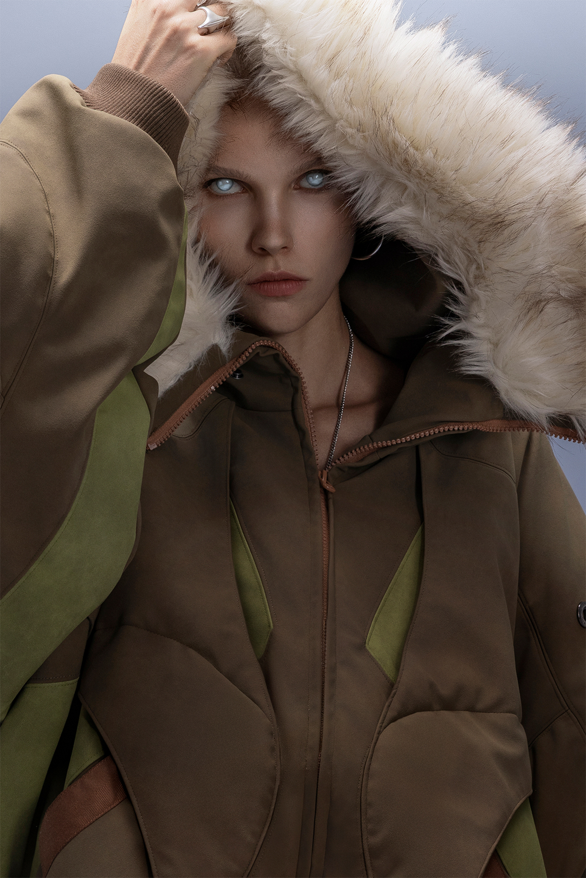 XIPHEVIL Faux Fur Trim Panel Puffer Jacket – photo 15 of 16