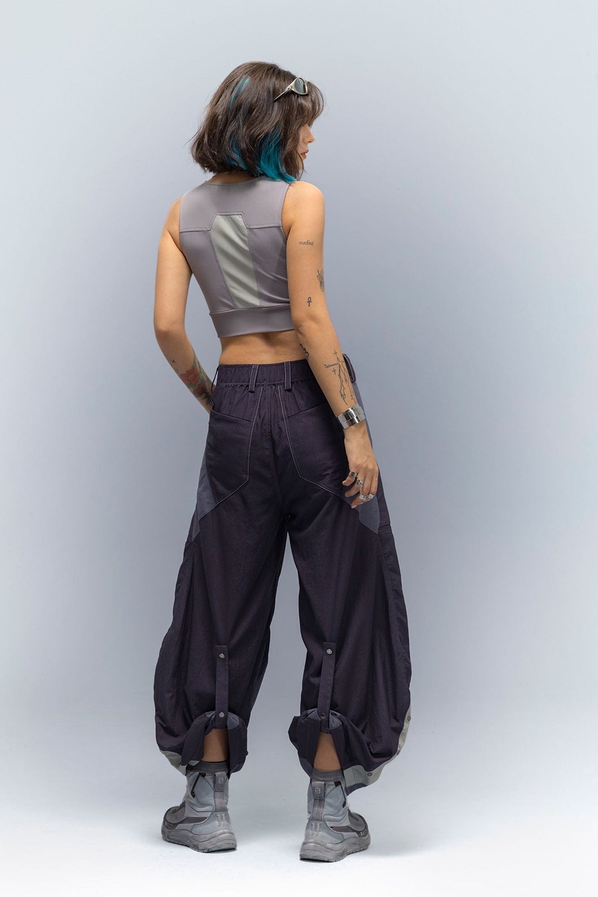XIPHEVIL Deconstructed Contrast Panel Utility Curved Pants – photo 8 of 23