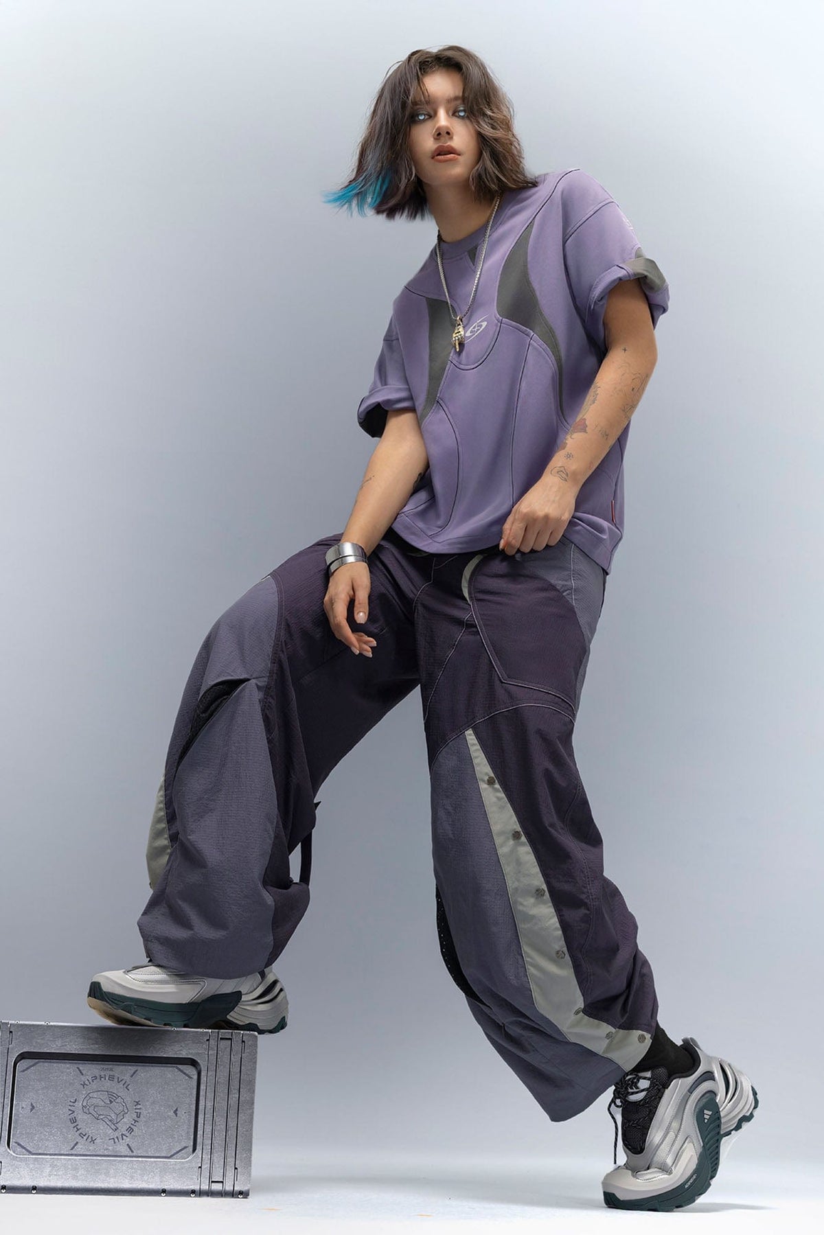 XIPHEVIL Deconstructed Contrast Panel Utility Curved Pants – photo 6 of 23