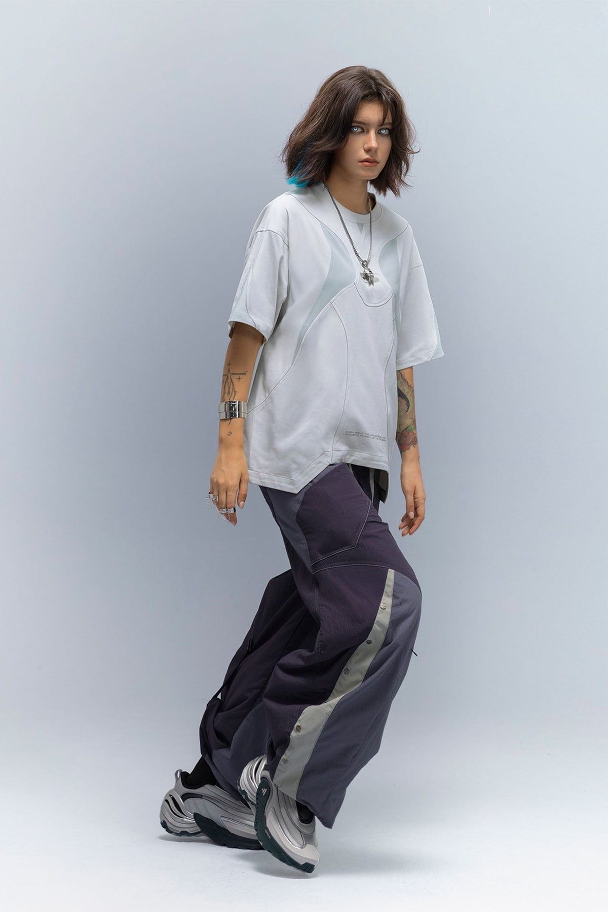 XIPHEVIL Deconstructed Contrast Panel Utility Curved Pants – photo 5 of 23