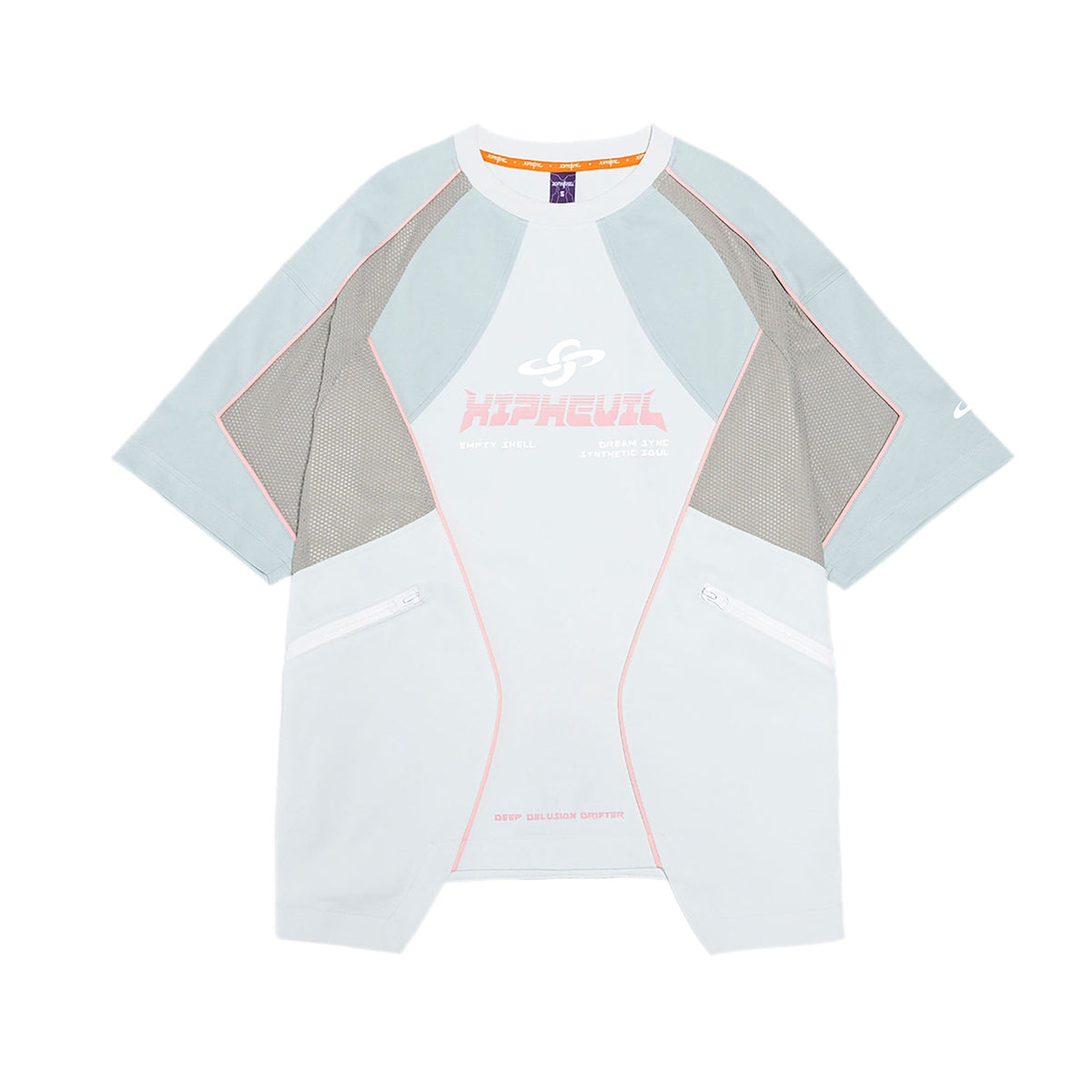 XIPHEVIL Contrast Paneled Mesh Zip-Pocket Raglan T-Shirt Ice – photo 16 of 16