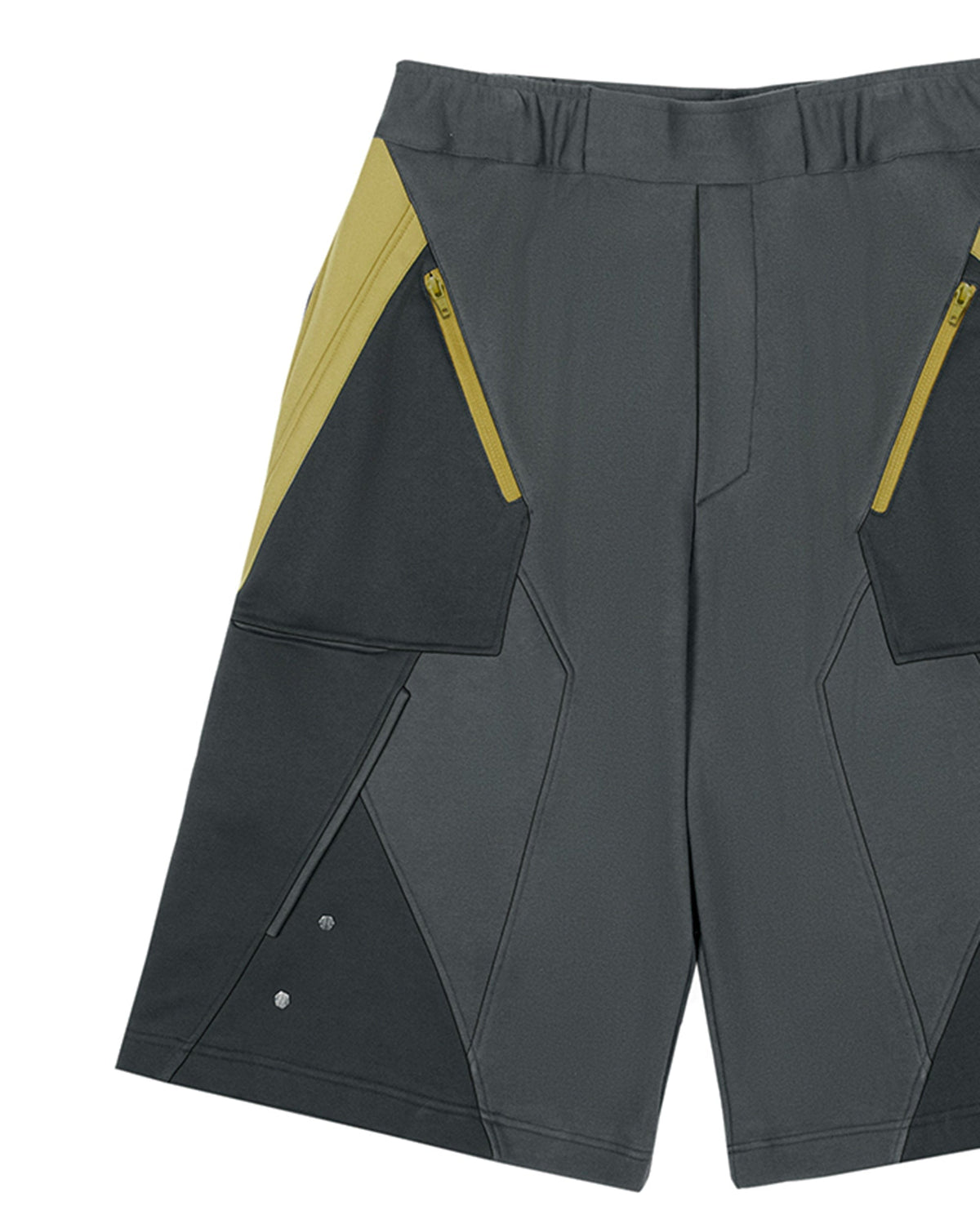 XIPHEVIL Deconstructed Zipper Rivet Shorts Yellow – photo 10 of 12