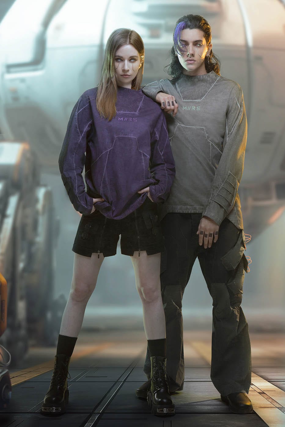 XIPHEVIL Futuristic-Distressed Paneled L/S Tee – photo 10 of 24