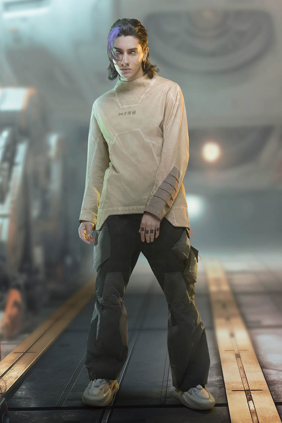 XIPHEVIL Futuristic-Distressed Paneled L/S Tee – photo 11 of 24